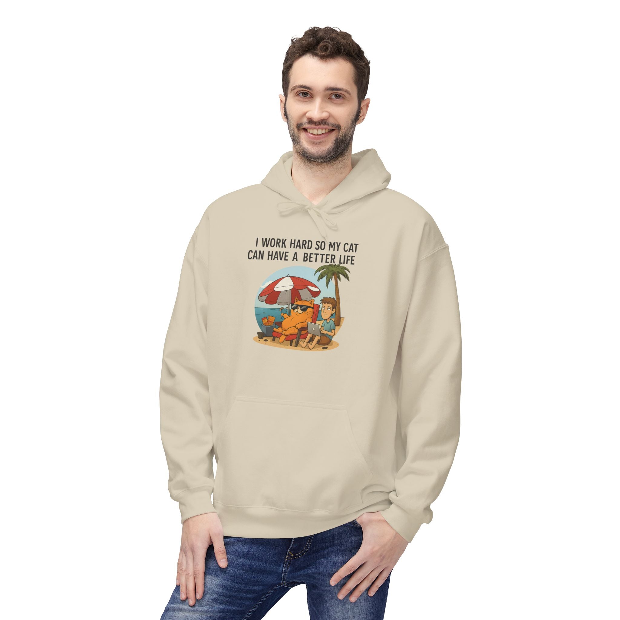 Cat Better Life Unisex Kangaroo Pocket Hoodie