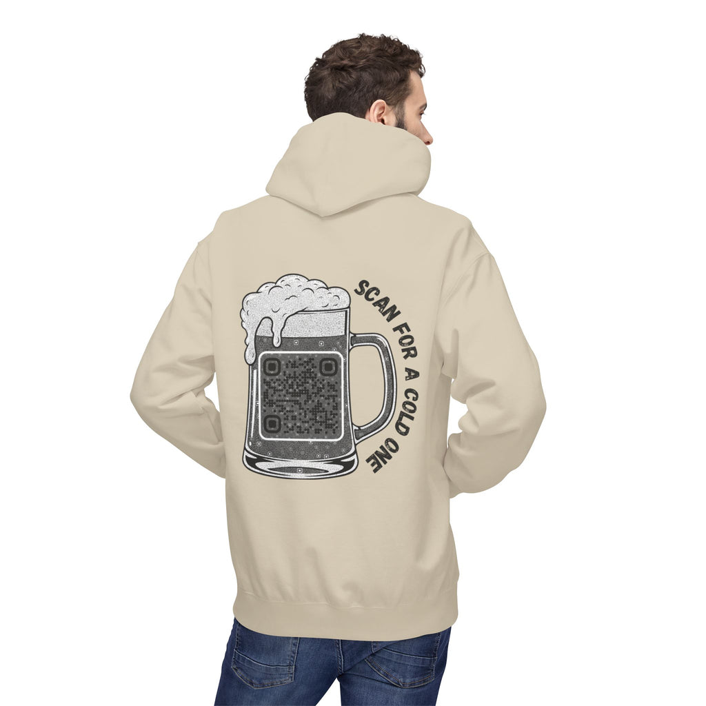 Beer Mug QR Unisex Kangaroo Pockets Hoodie
