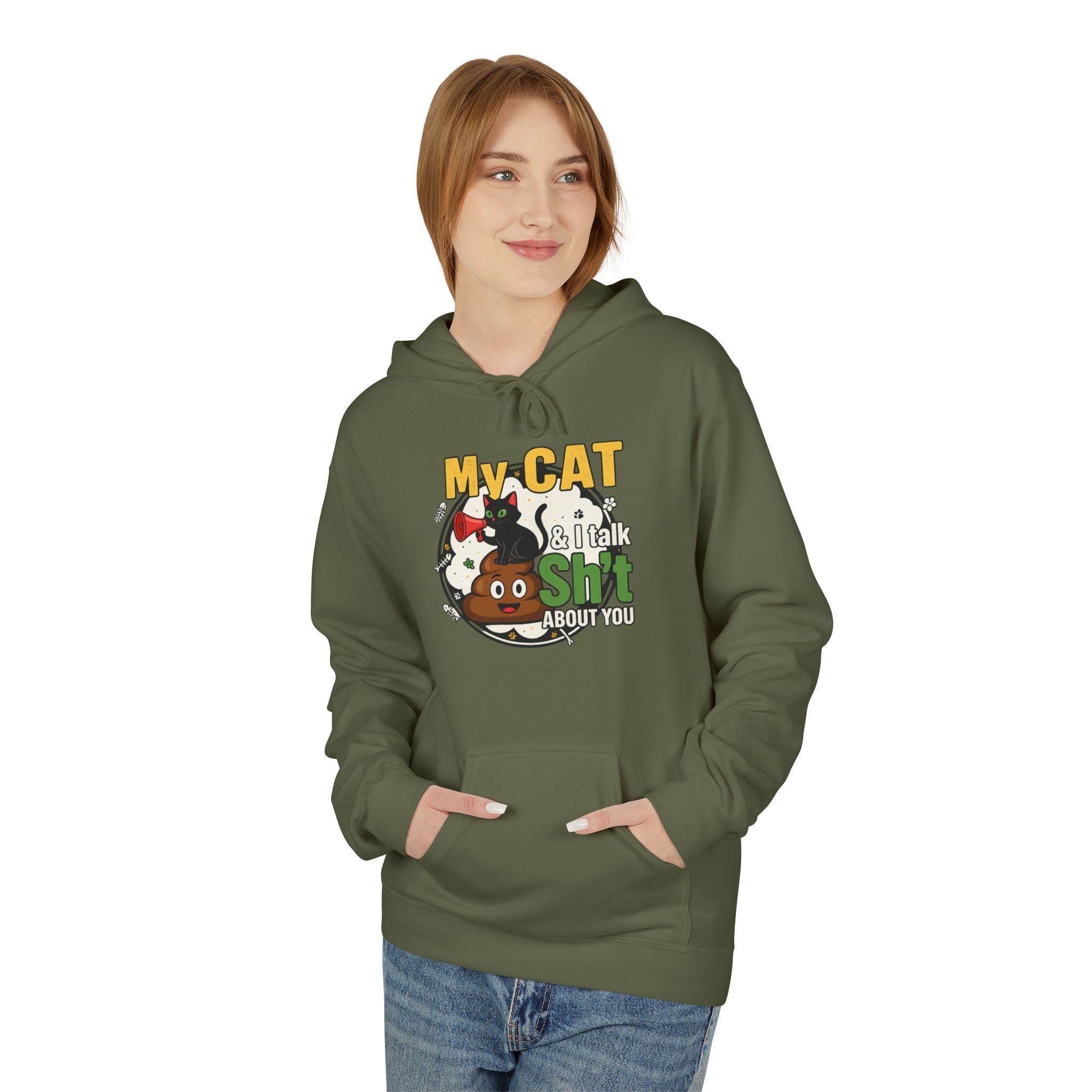 Cat Talk Sh*t Unisex Kangaroo Pocket Hoodie