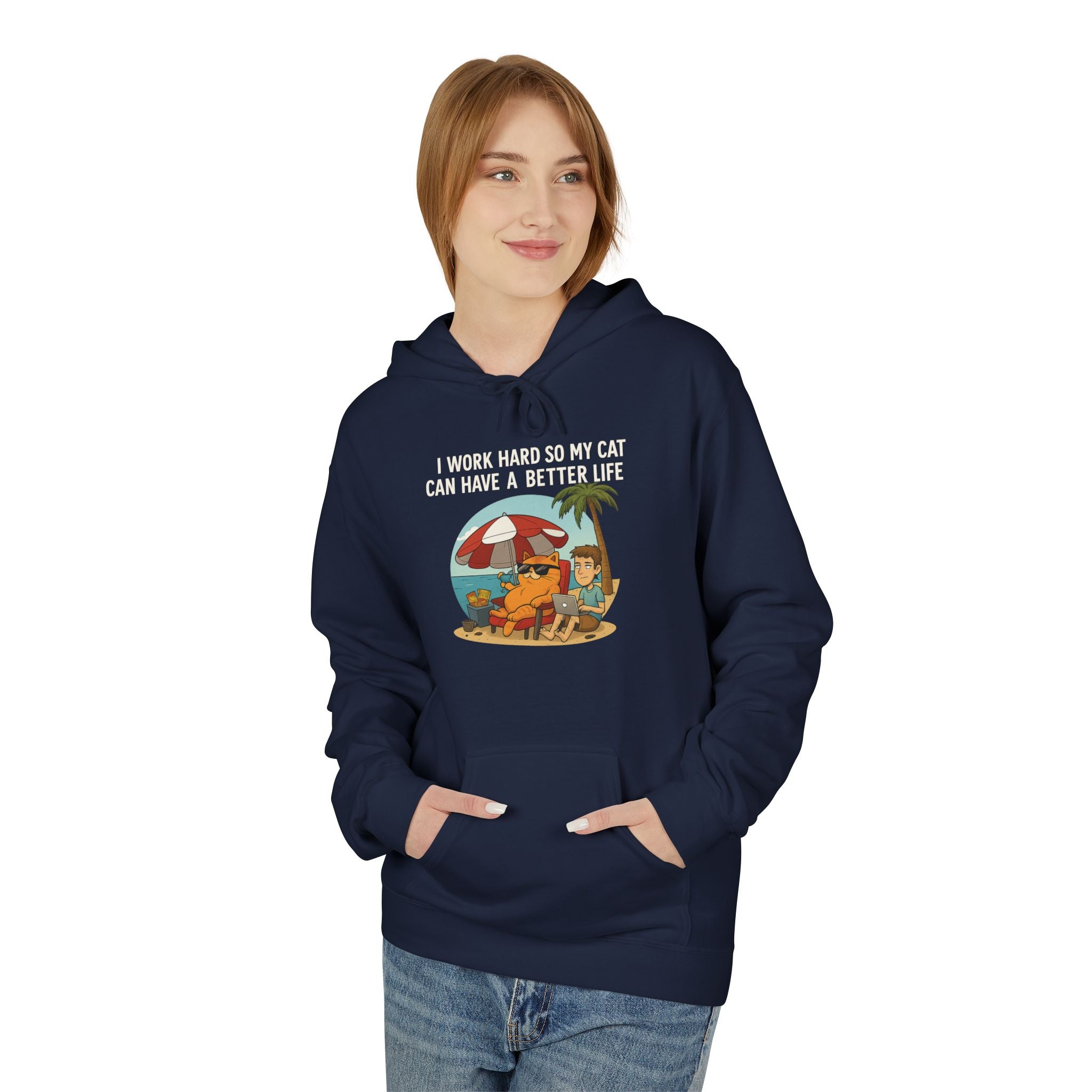 Cat Better Life Unisex Kangaroo Pocket Hoodie