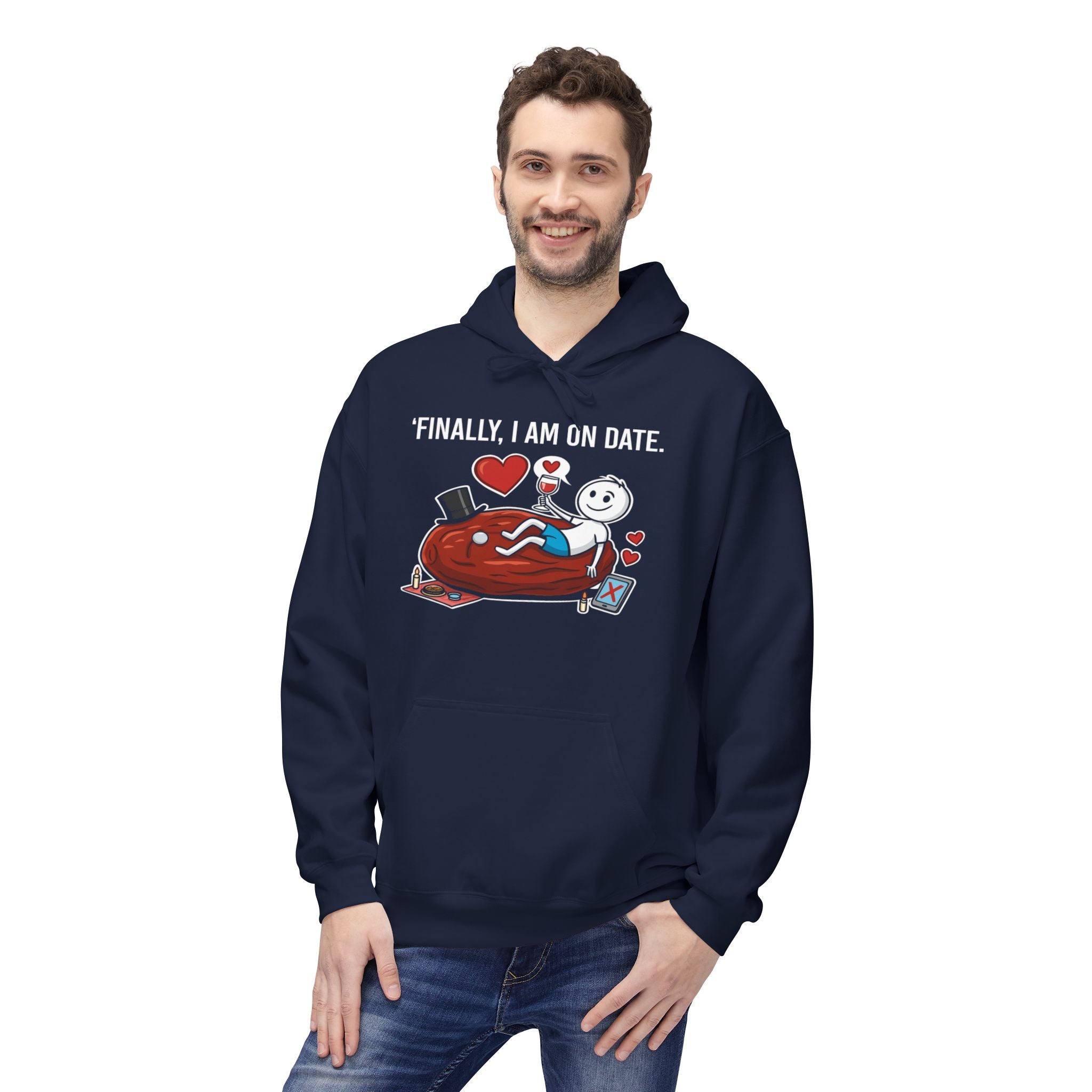 Finally On Date Man Kangaroo Pockets Hoodie