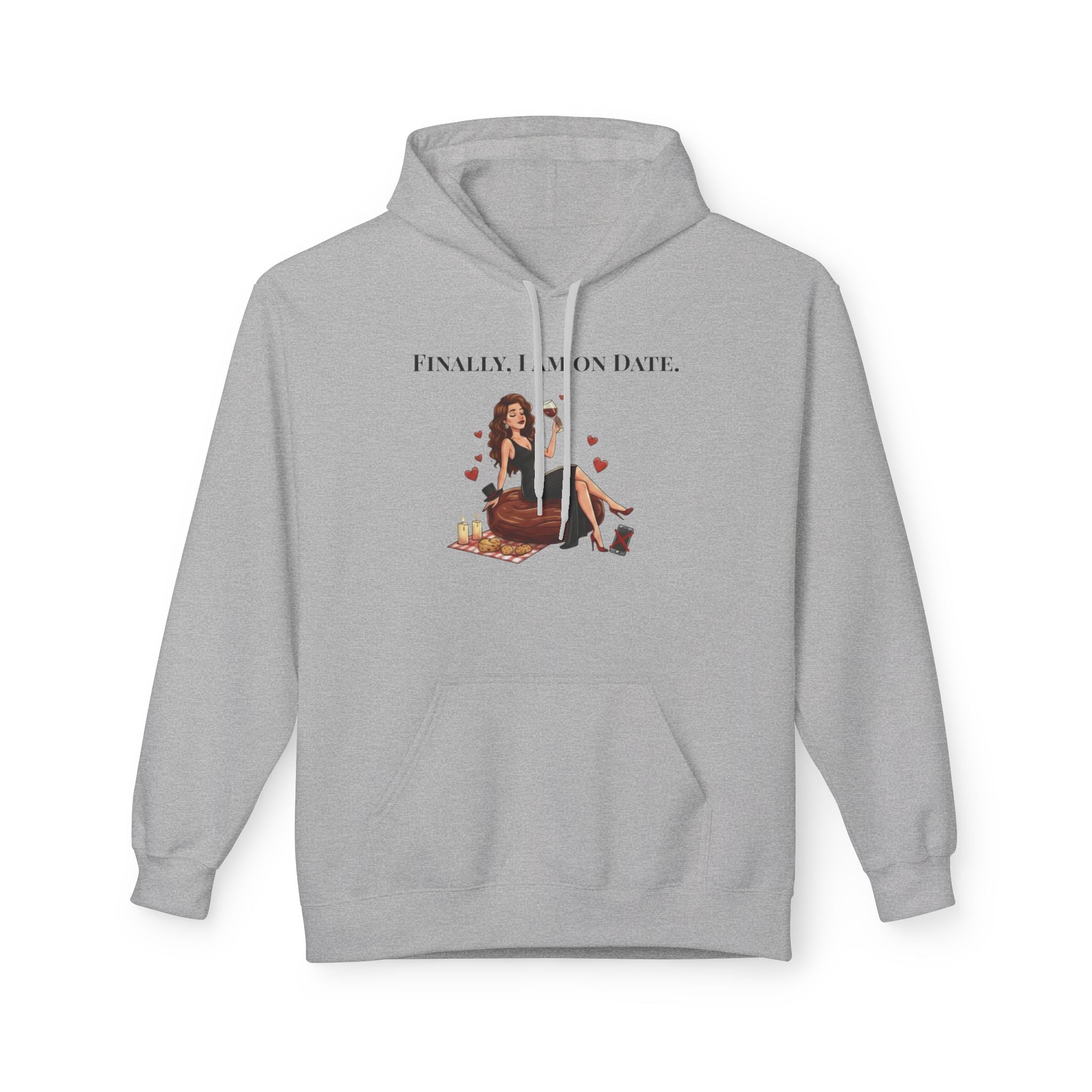 Finally On Date Woman Kangaroo Pockets Hoodie