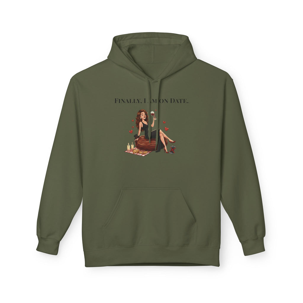Finally On Date Woman Kangaroo Pockets Hoodie