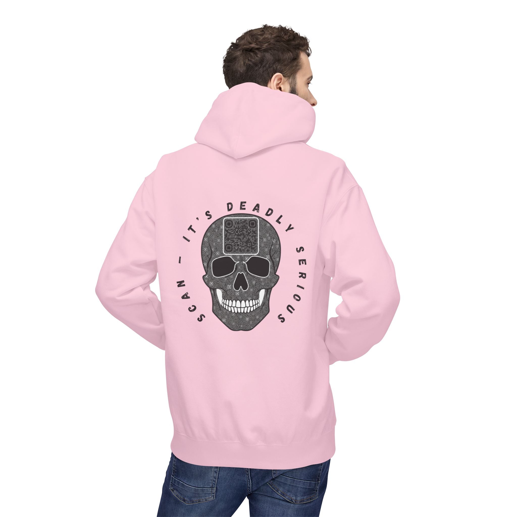 Skull QR Unisex Kangaroo Pockets Hoodie