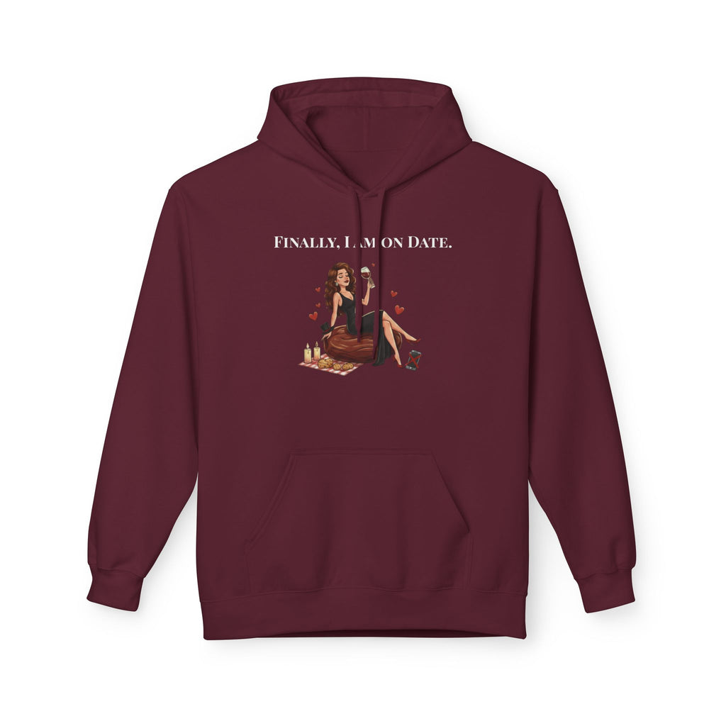 Finally On Date Woman Kangaroo Pockets Hoodie