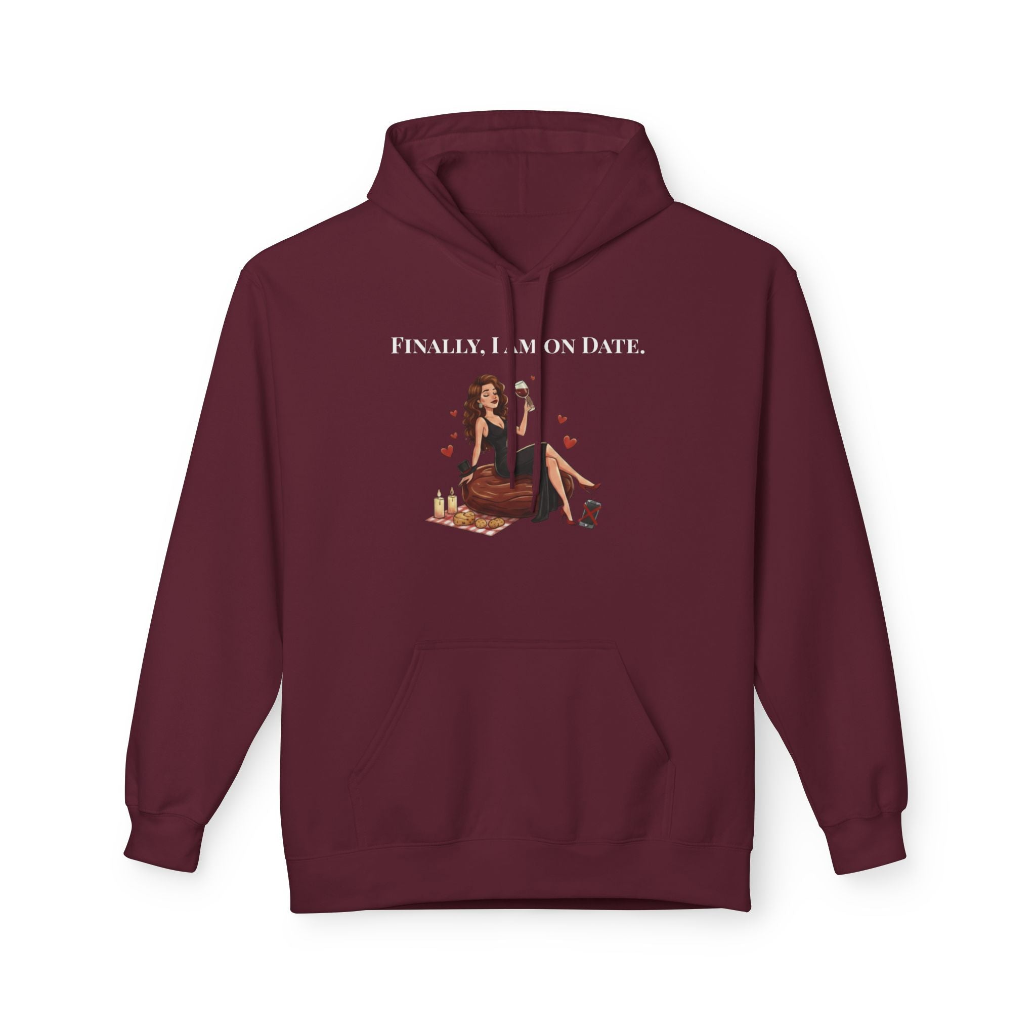 Finally On Date Woman Kangaroo Pockets Hoodie
