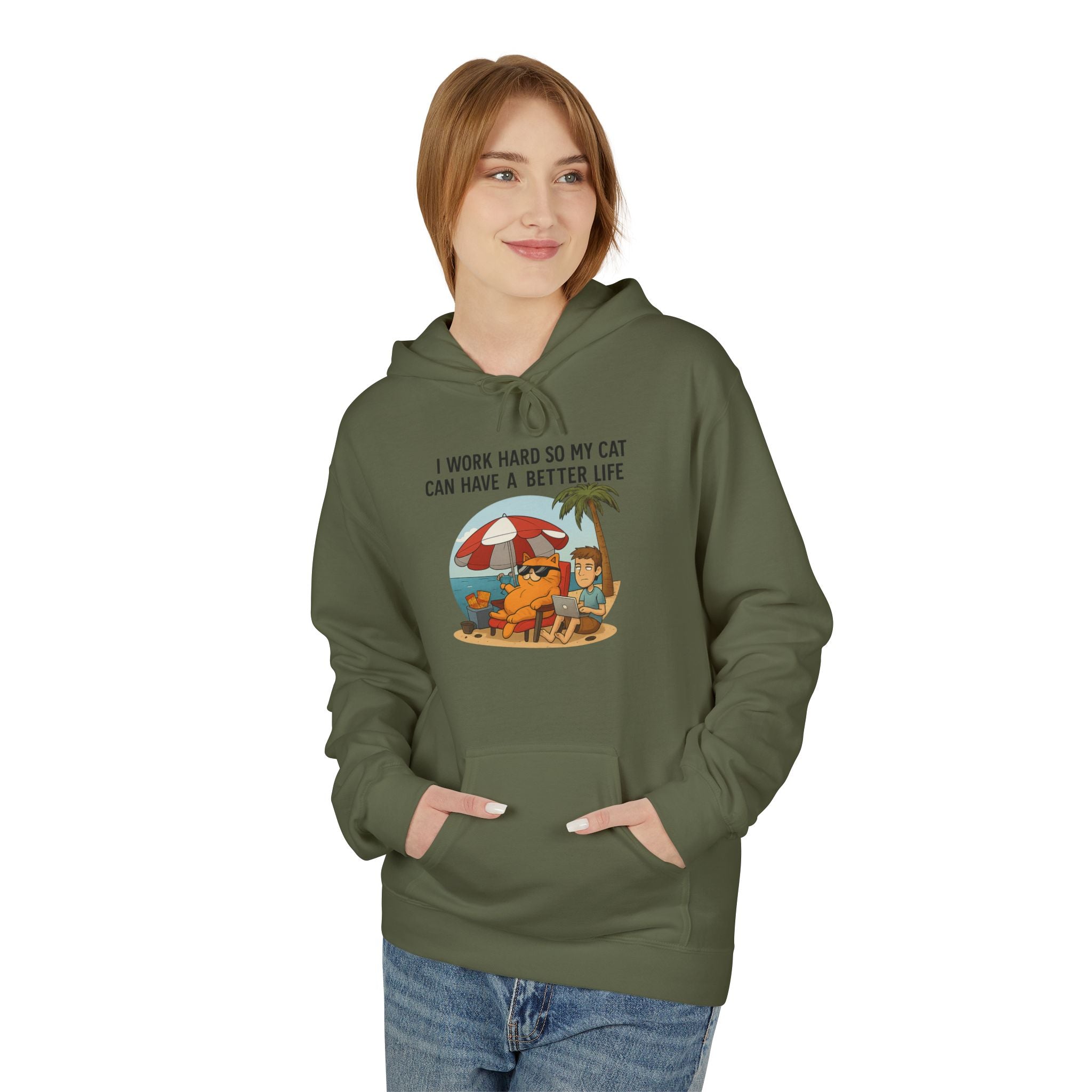 Cat Better Life Unisex Kangaroo Pocket Hoodie