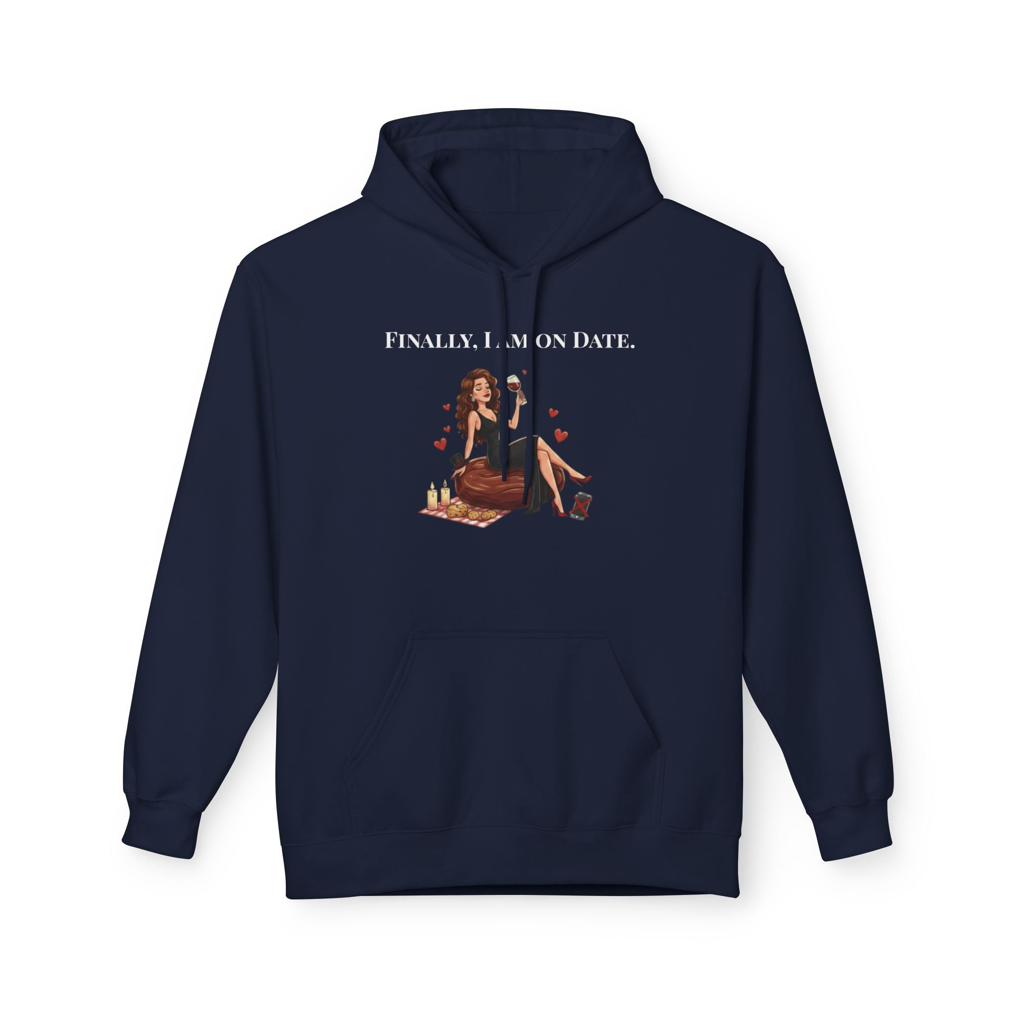 Finally On Date Woman Kangaroo Pockets Hoodie