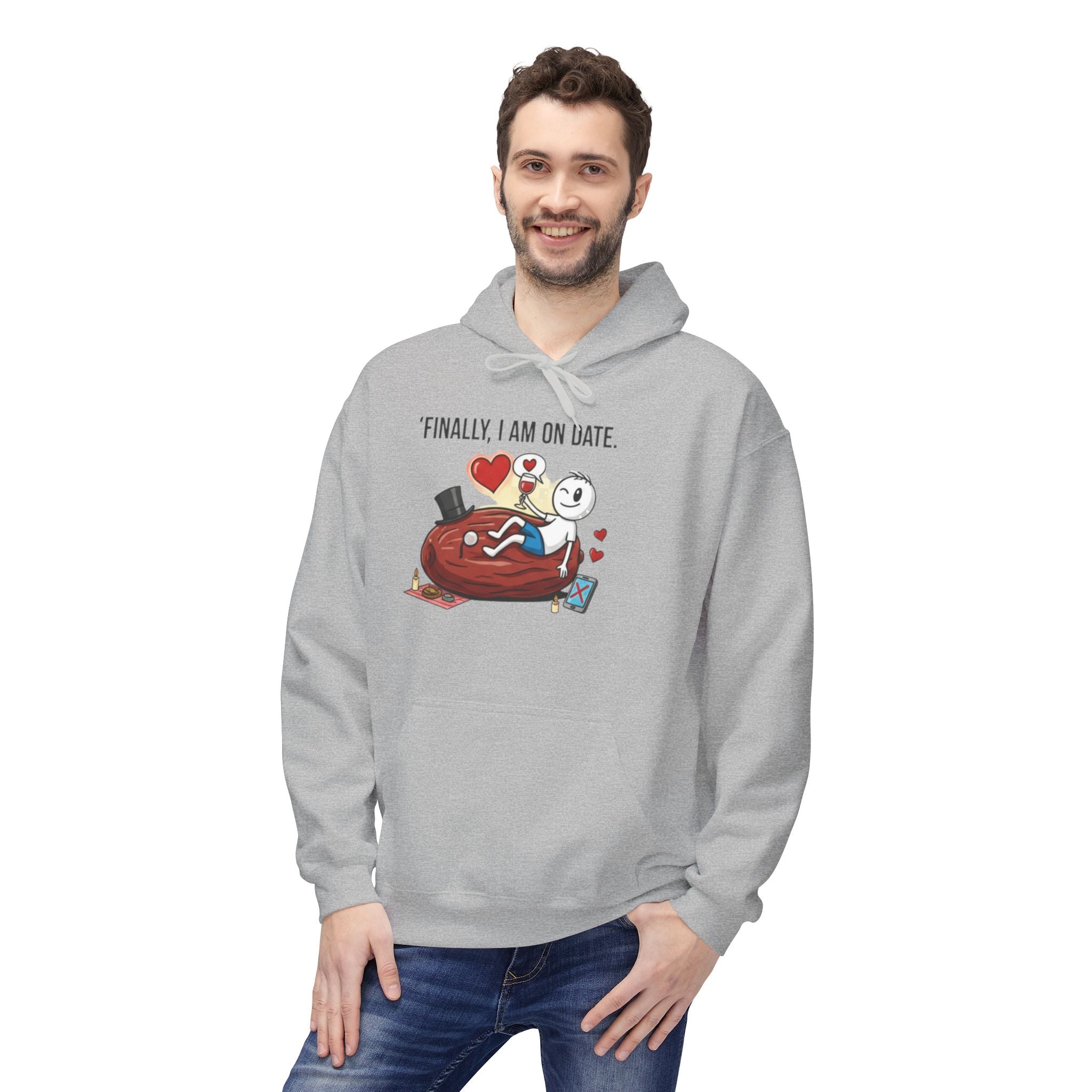 Finally On Date Man Kangaroo Pockets Hoodie