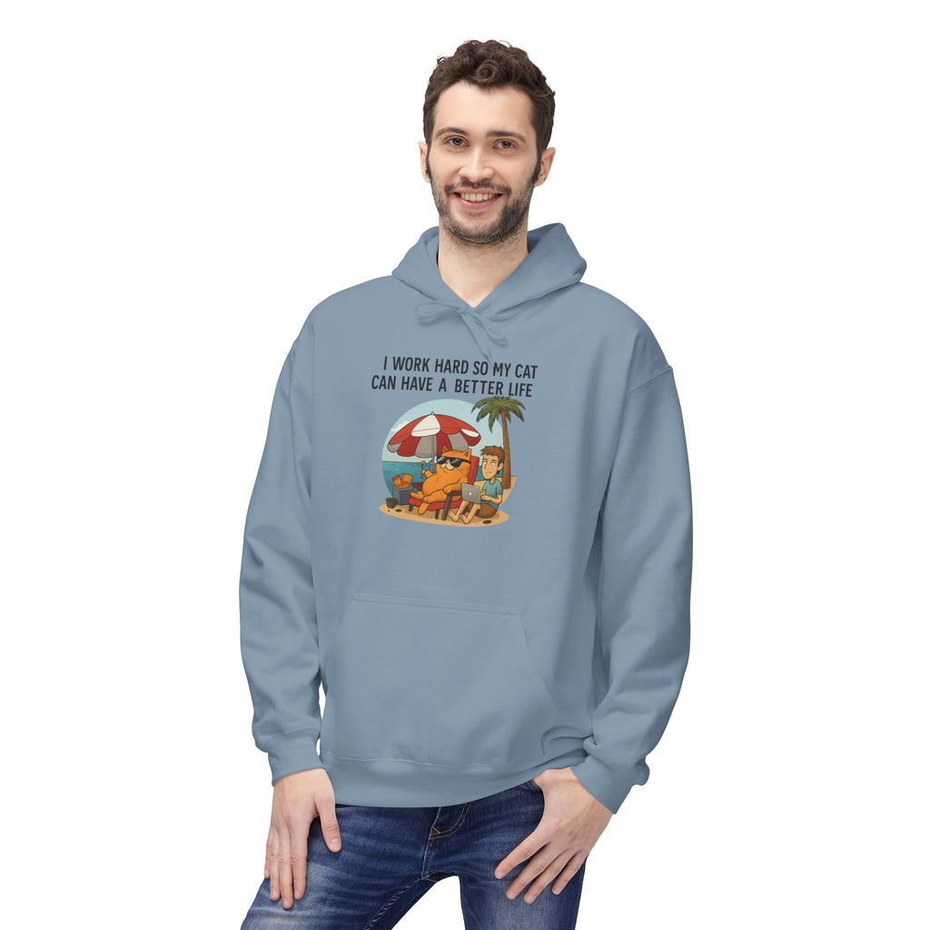 Cat Better Life Unisex Kangaroo Pocket Hoodie