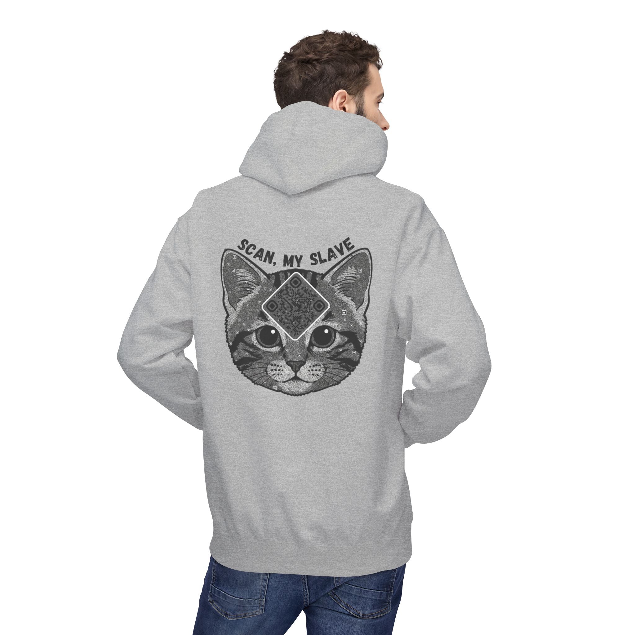 Cat QR Unisex Kangaroo Pockets Hoodie