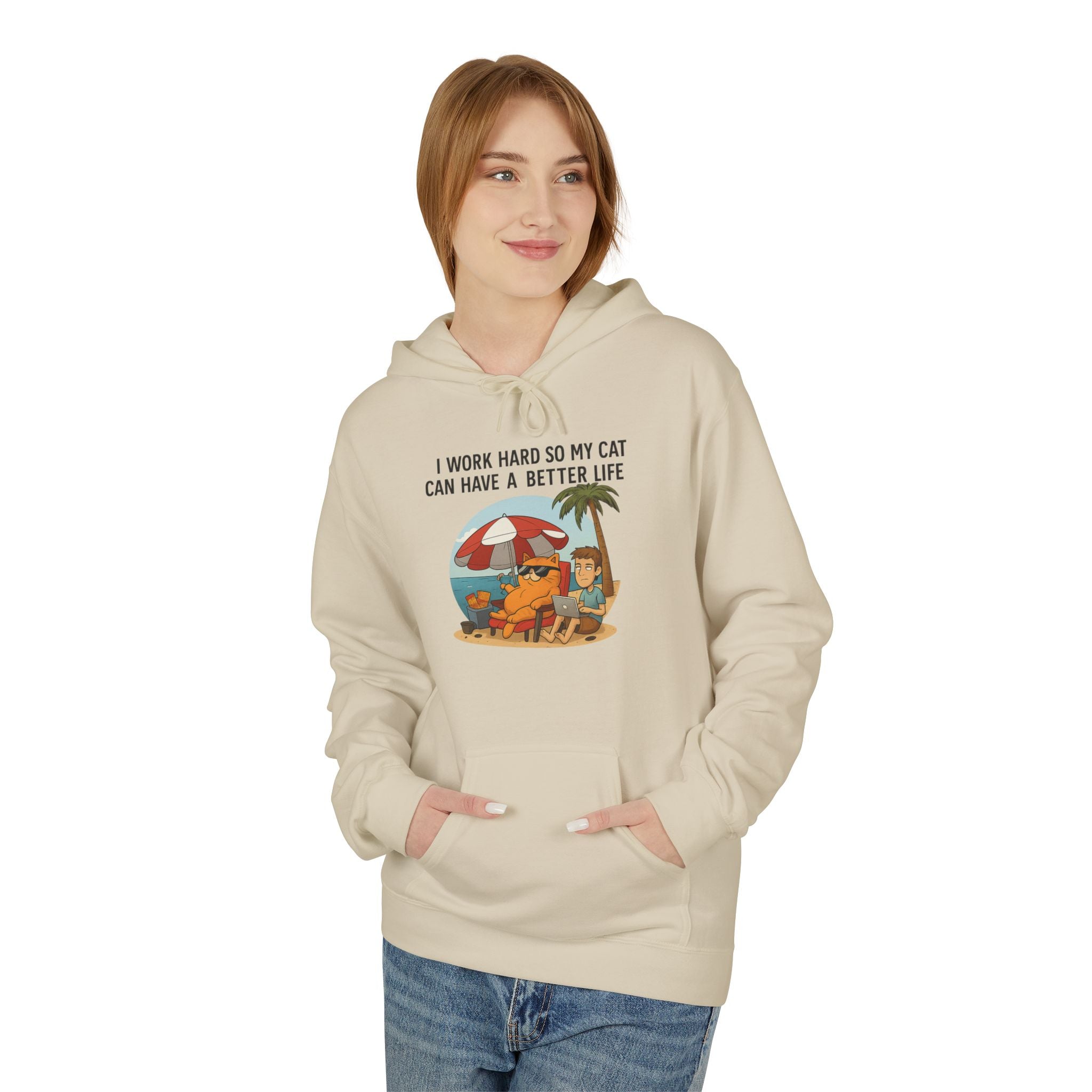 Cat Better Life Unisex Kangaroo Pocket Hoodie