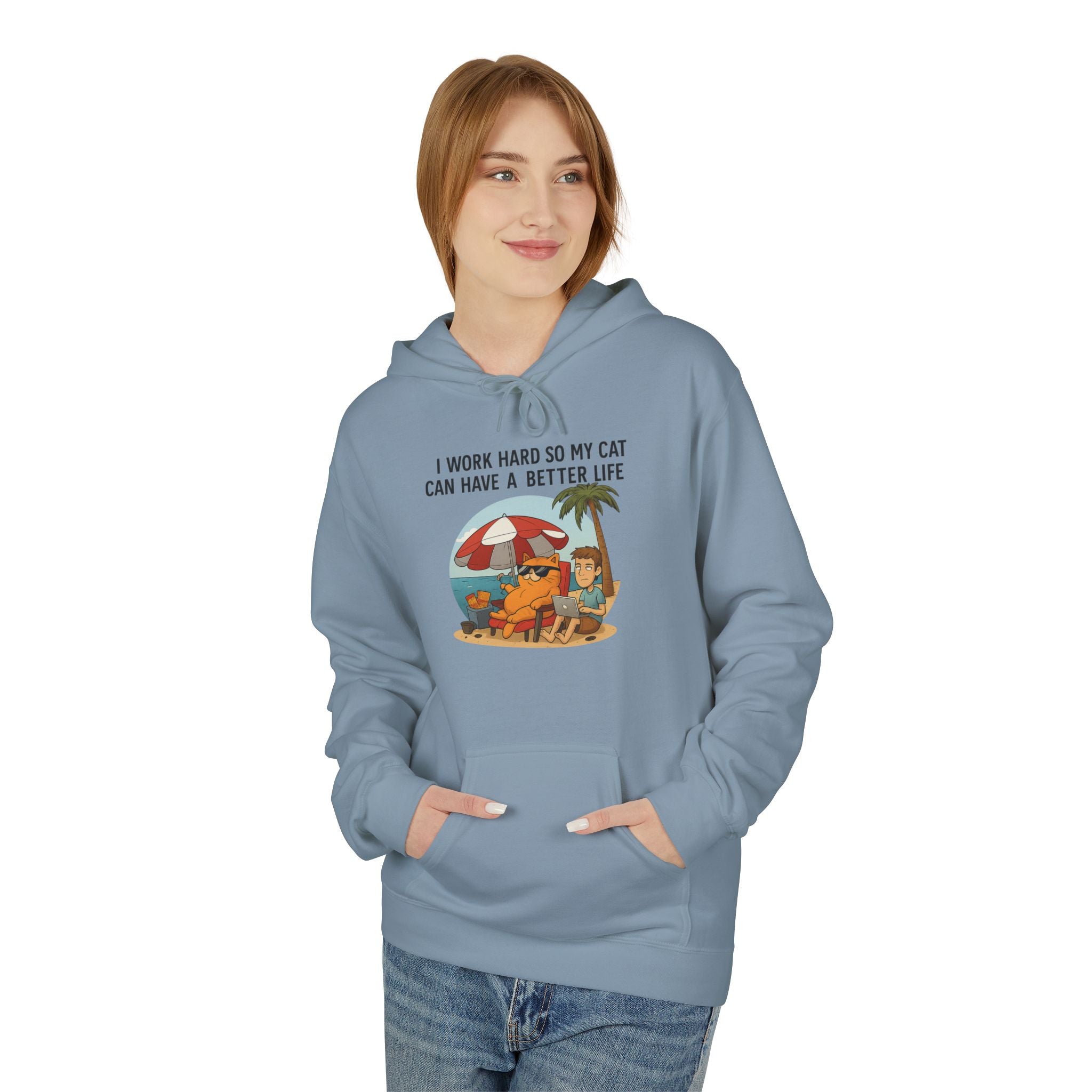 Cat Better Life Unisex Kangaroo Pocket Hoodie