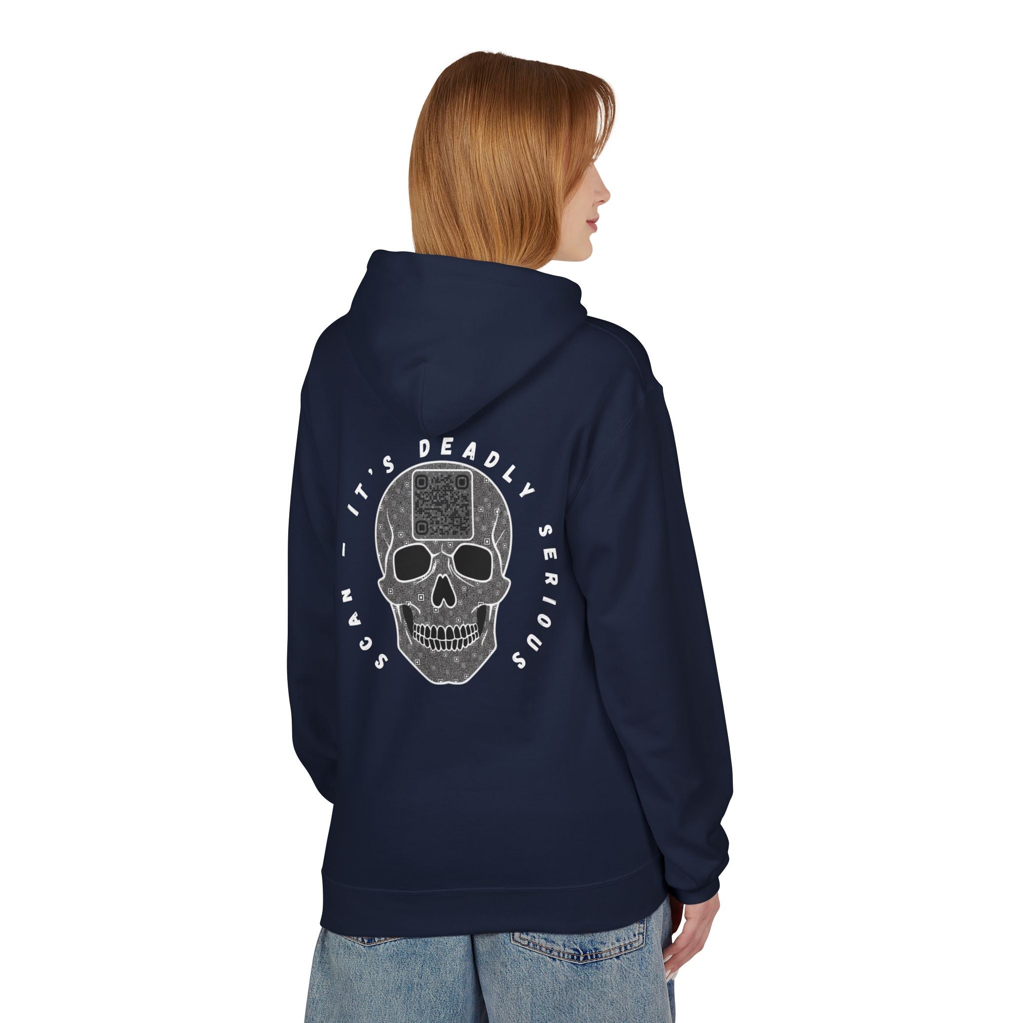Skull QR Unisex Kangaroo Pockets Hoodie