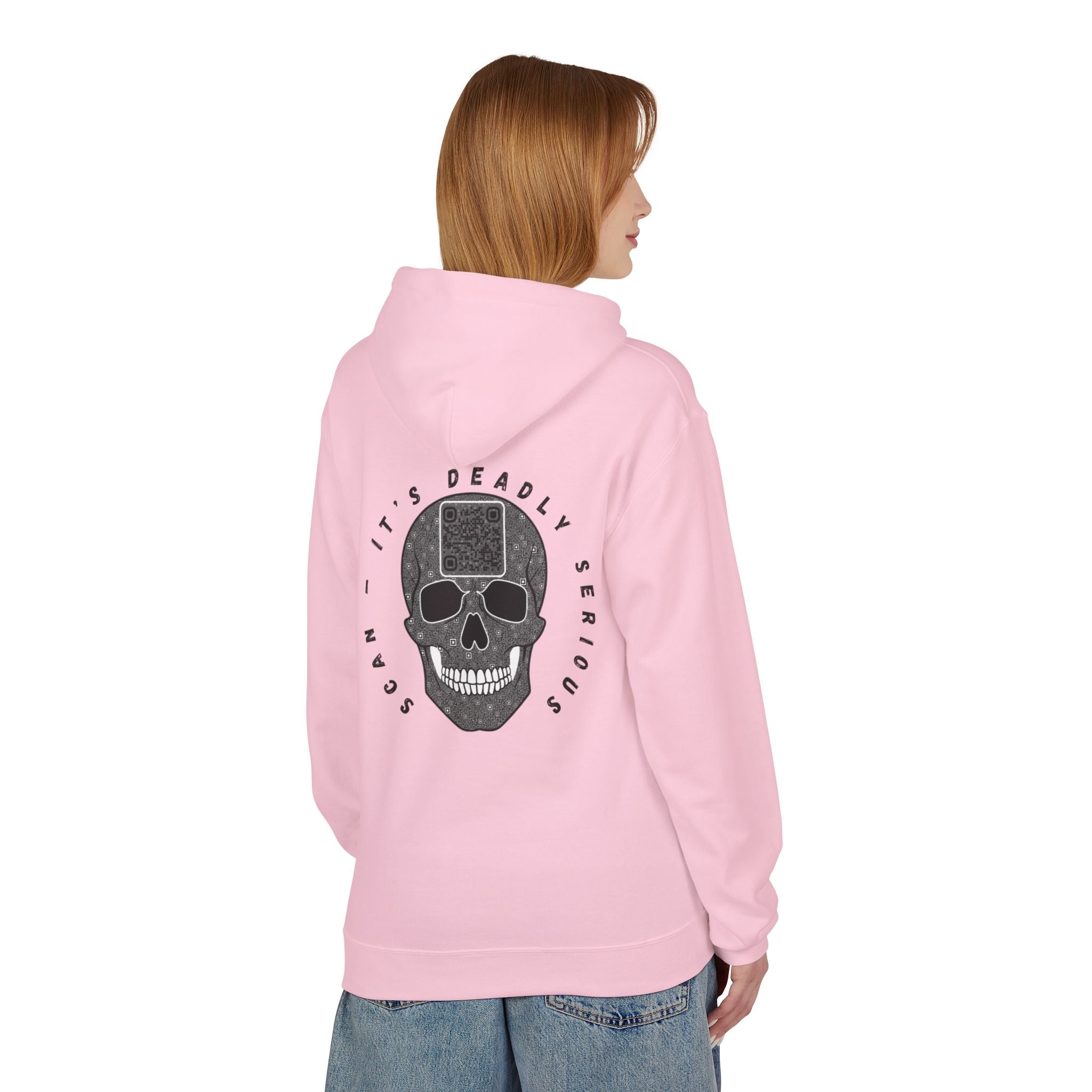 Skull QR Unisex Kangaroo Pockets Hoodie
