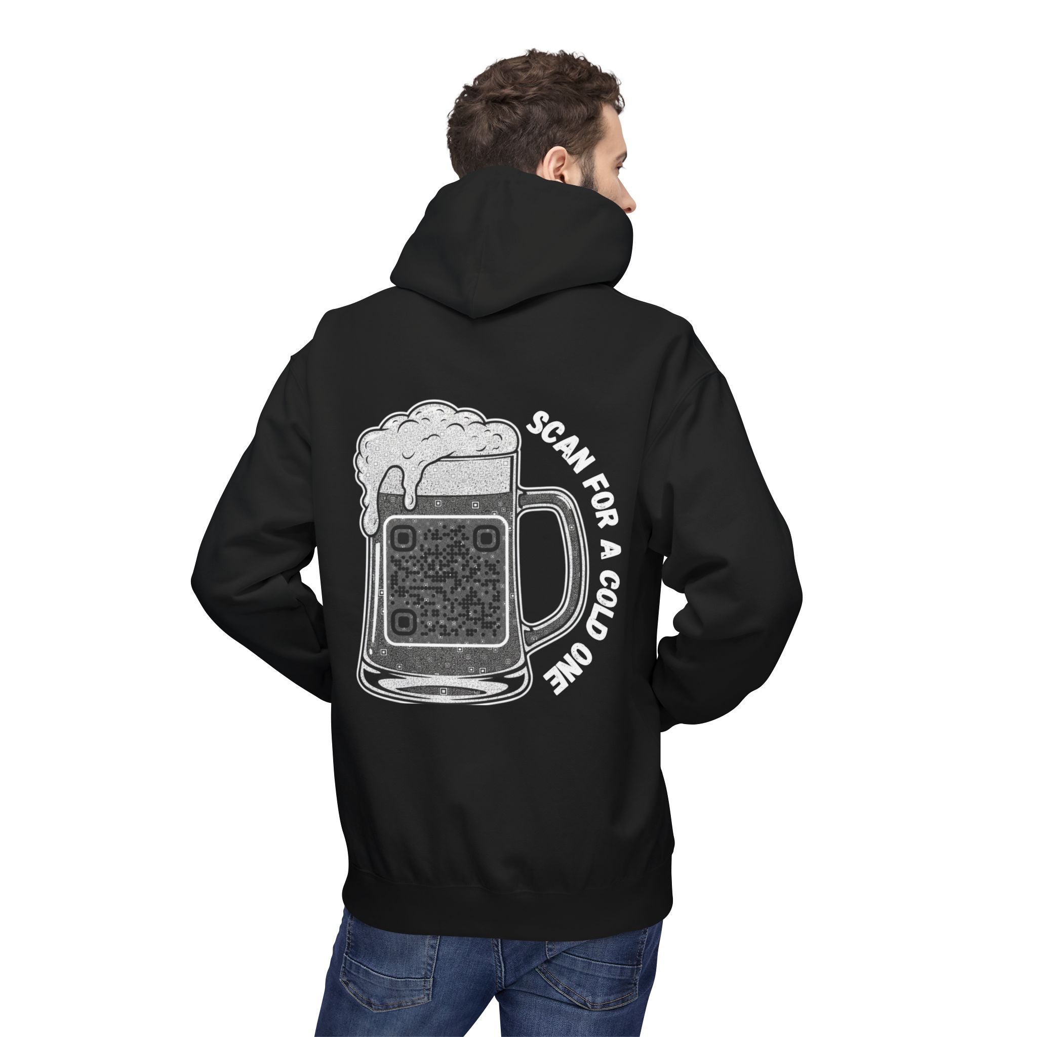 Beer Mug QR Unisex Kangaroo Pockets Hoodie