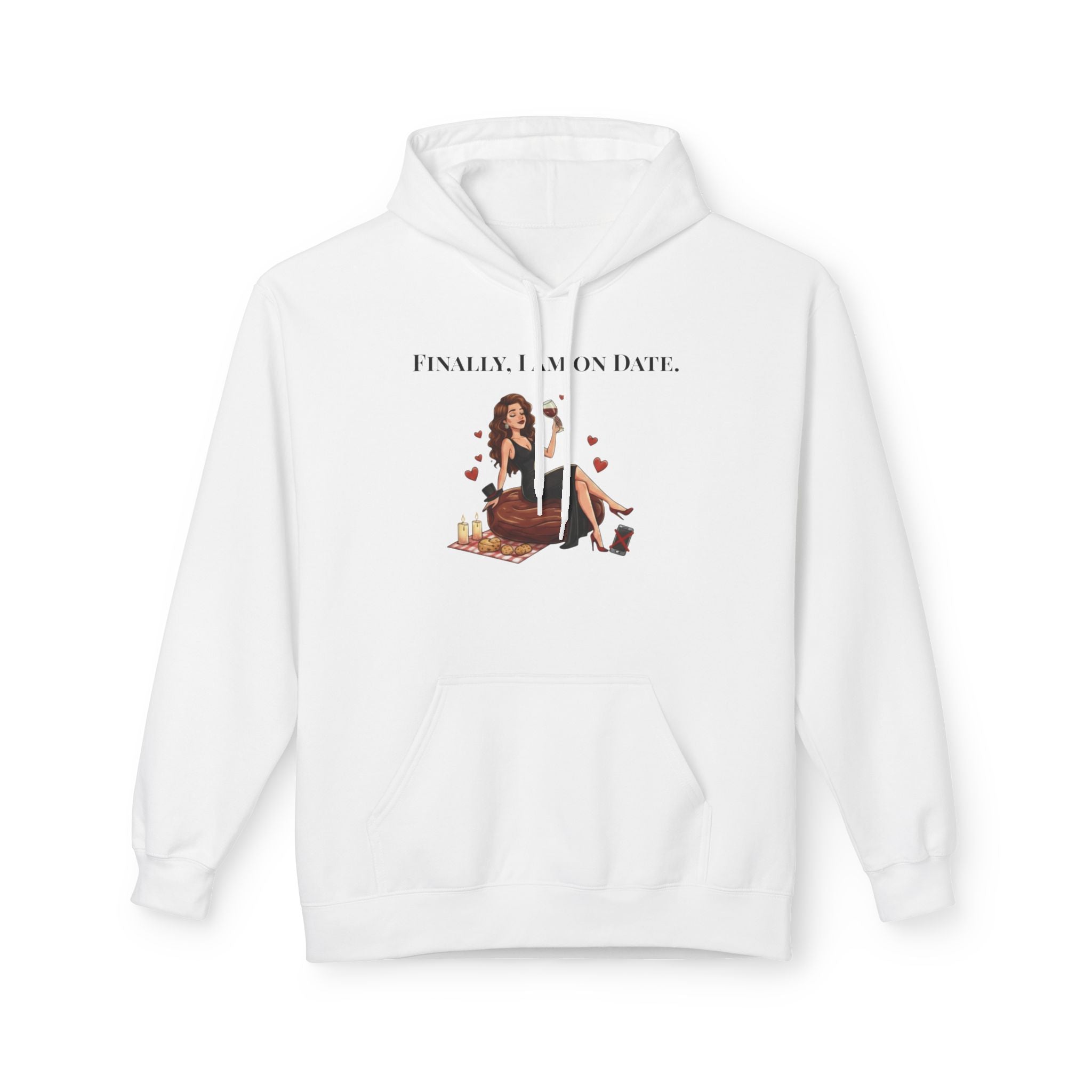 Finally On Date Woman Kangaroo Pockets Hoodie