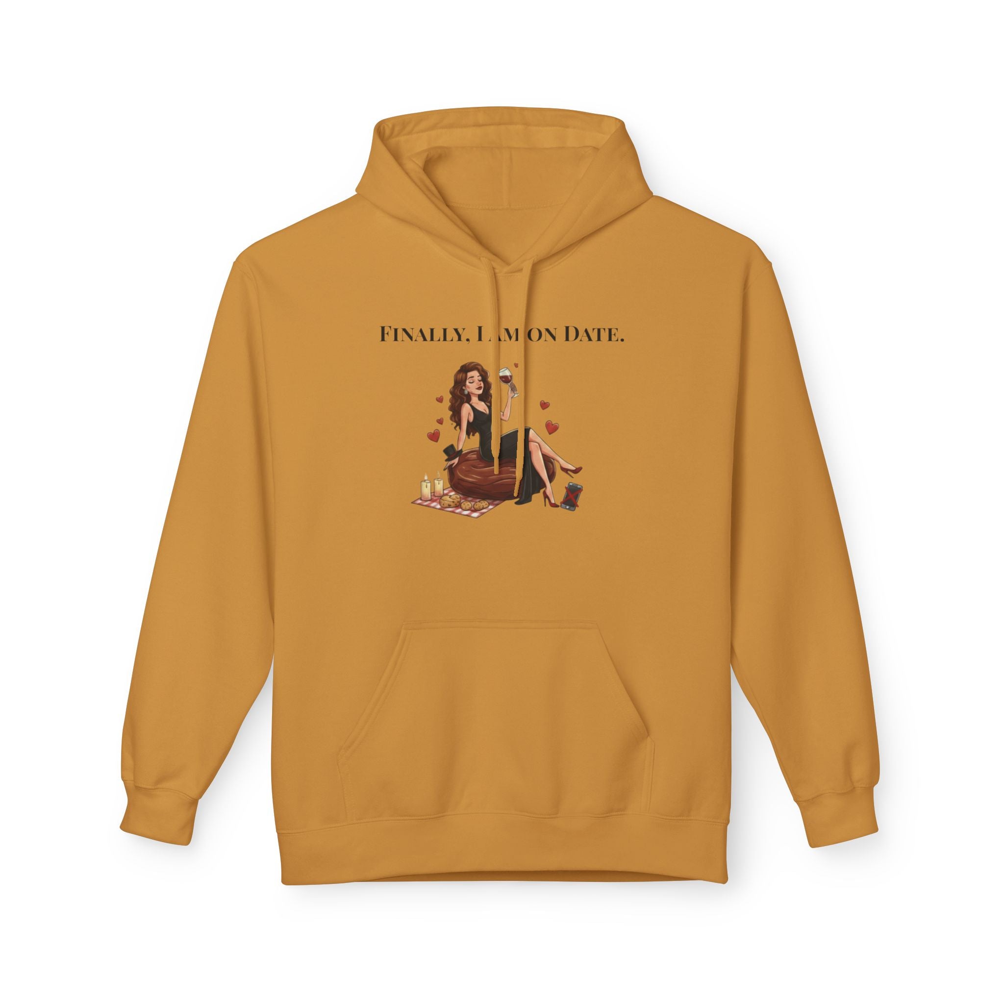 Finally On Date Woman Kangaroo Pockets Hoodie
