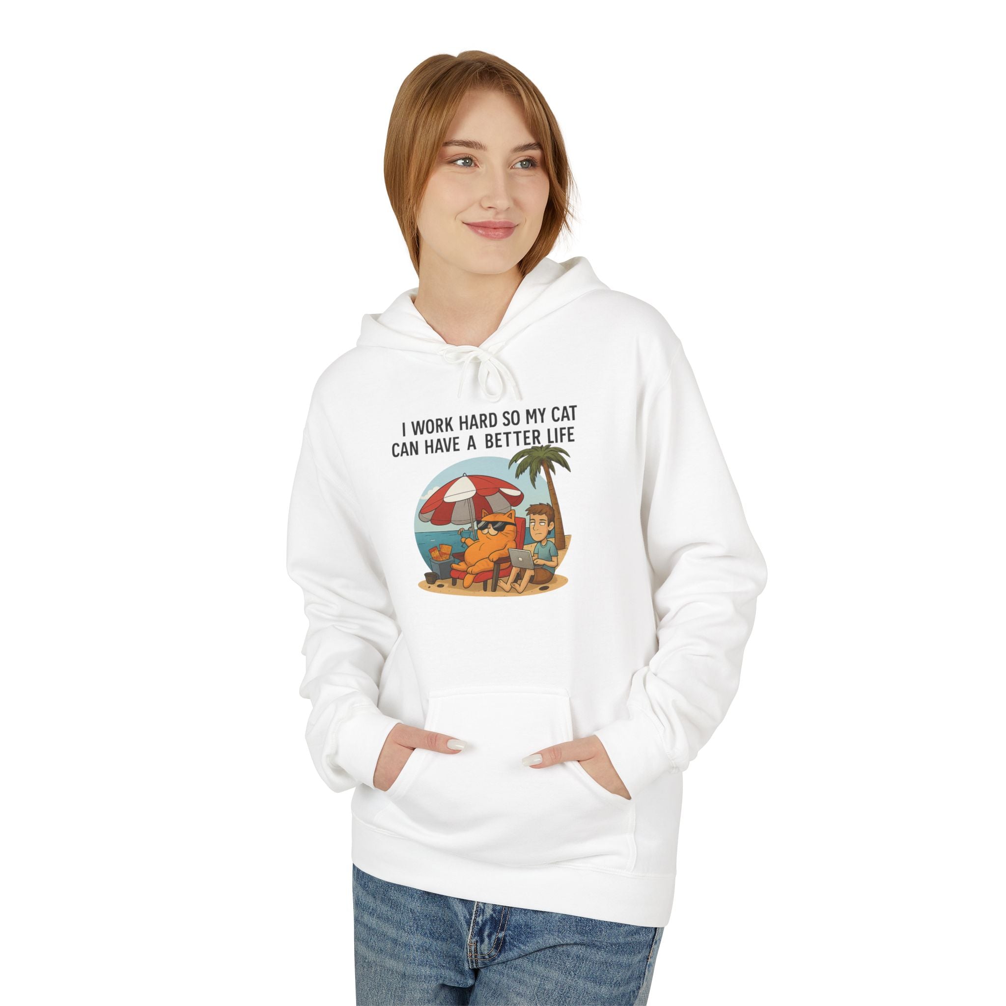 Cat Better Life Unisex Kangaroo Pocket Hoodie