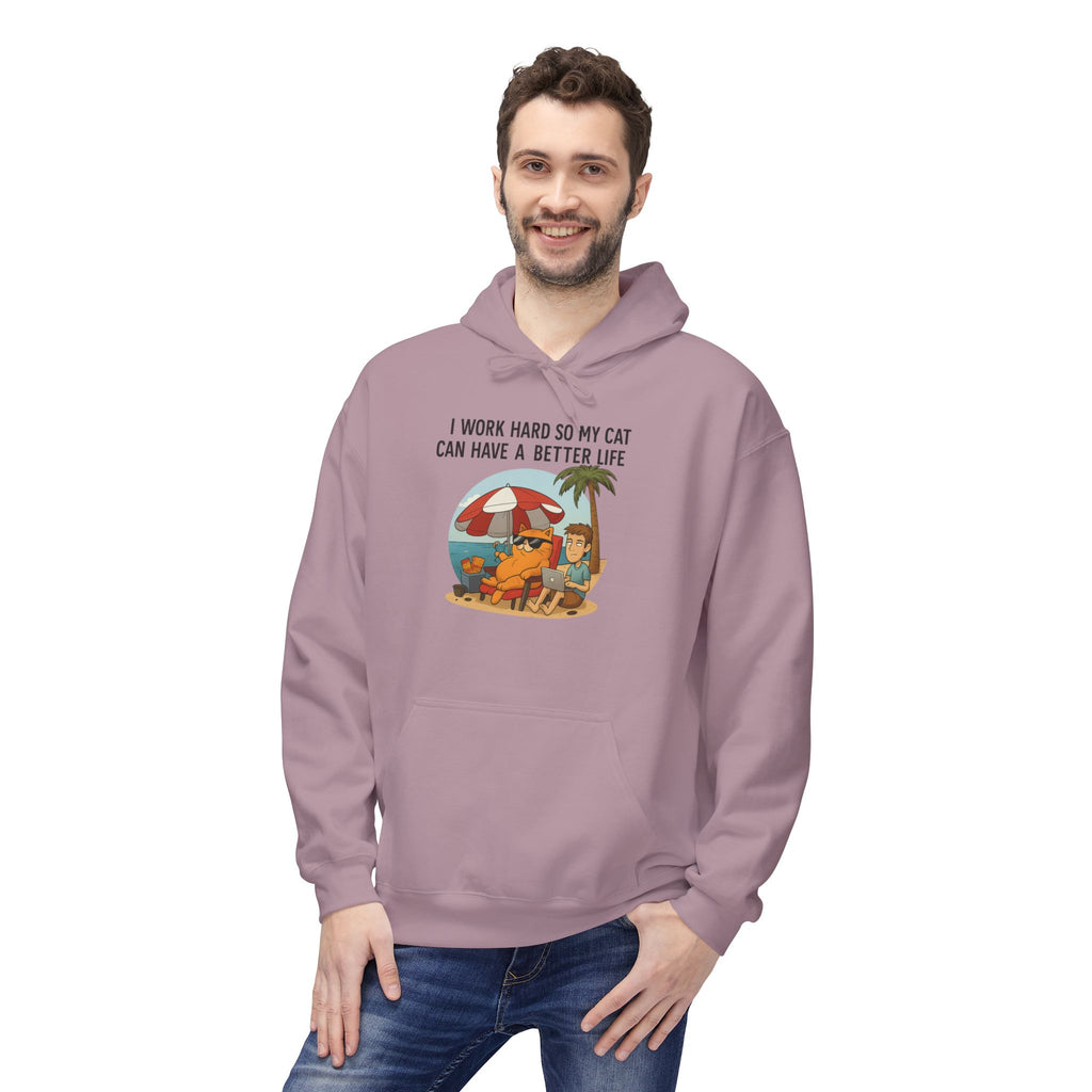 Cat Better Life Unisex Kangaroo Pocket Hoodie