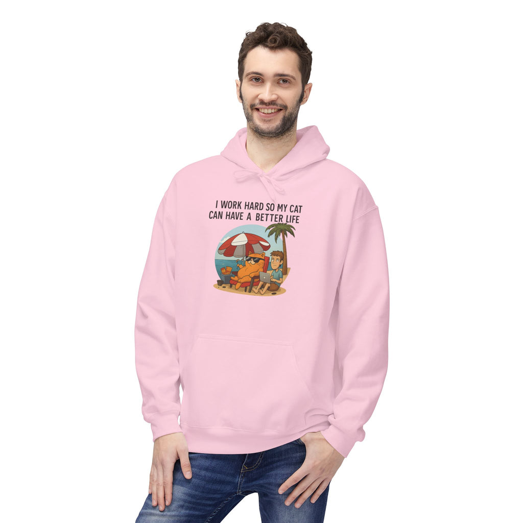 Cat Better Life Unisex Kangaroo Pocket Hoodie