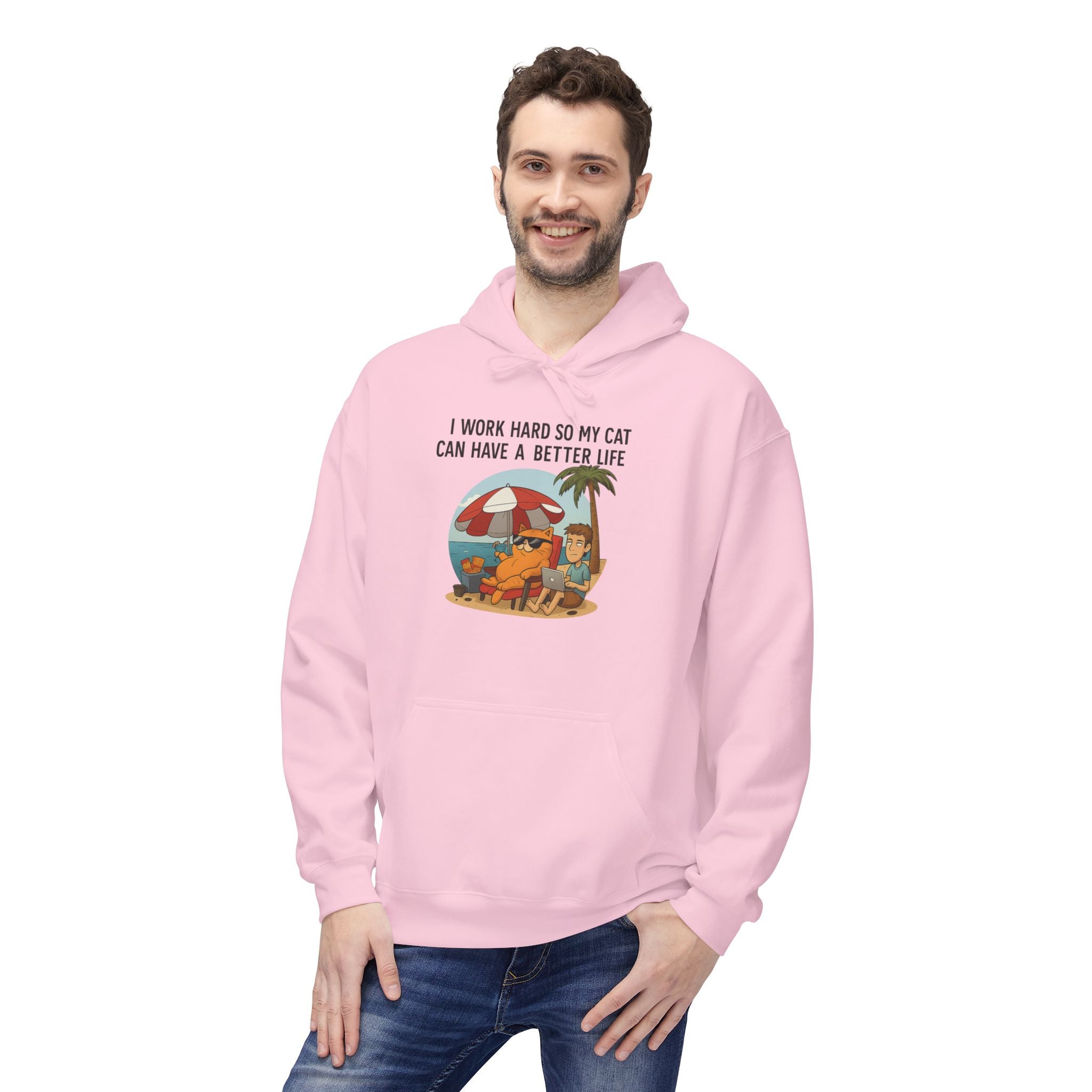 Cat Better Life Unisex Kangaroo Pocket Hoodie