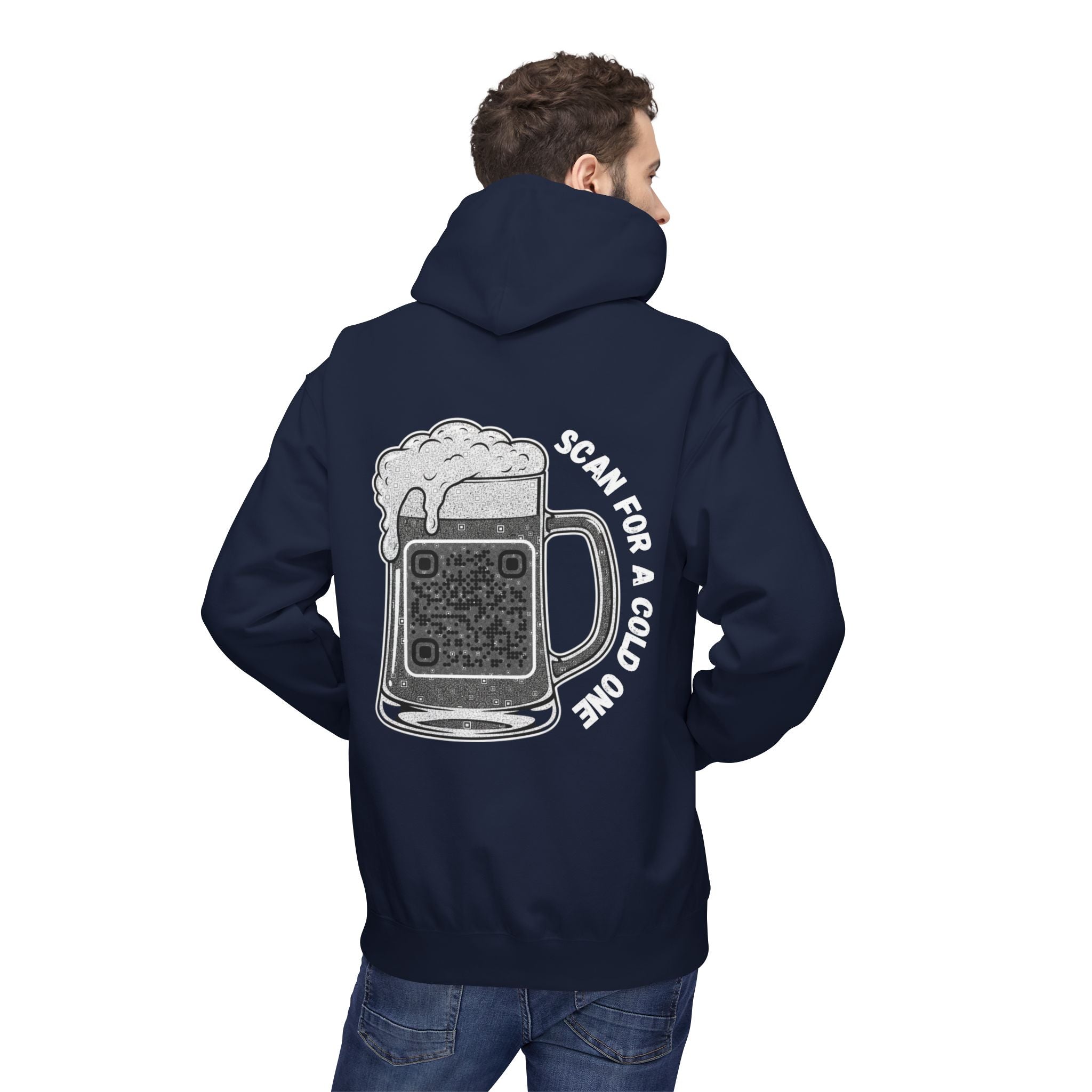 Beer Mug QR Unisex Kangaroo Pockets Hoodie