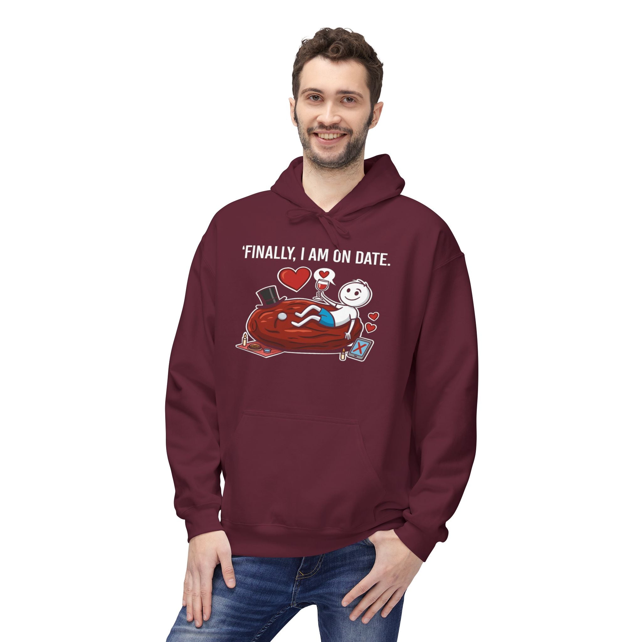 Finally On Date Man Kangaroo Pockets Hoodie
