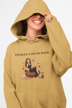 Finally On Date Woman Kangaroo Pockets Hoodie