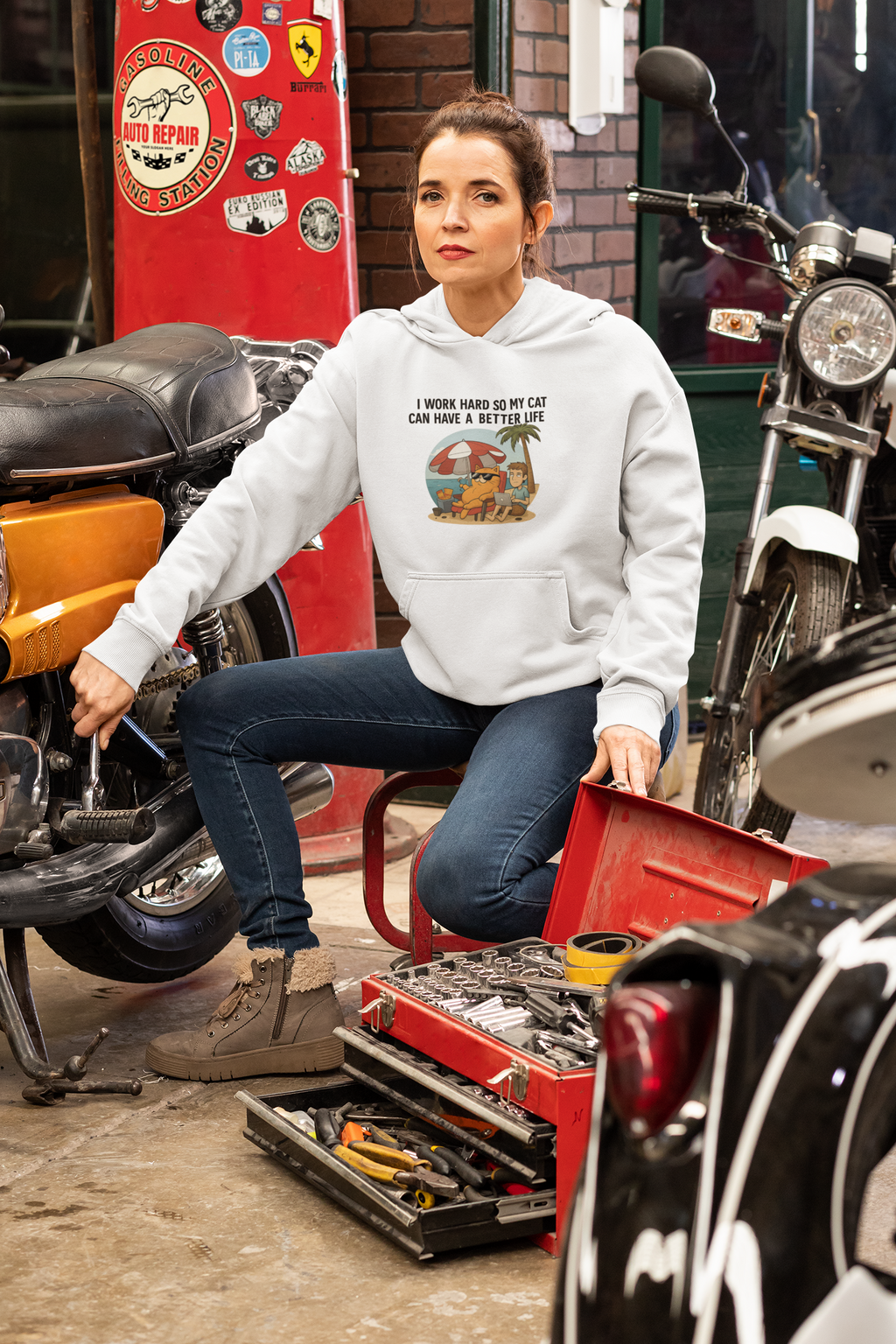 Cat Better Life Unisex Kangaroo Pocket Hoodie