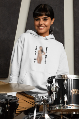 Scan For Nudes QR Woman Kangaroo Pockets Hoodie