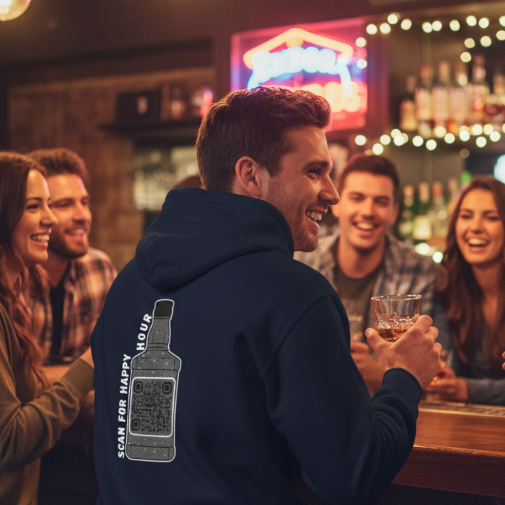 Whiskey QR Unisex Kangaroo Pockets Hoodie