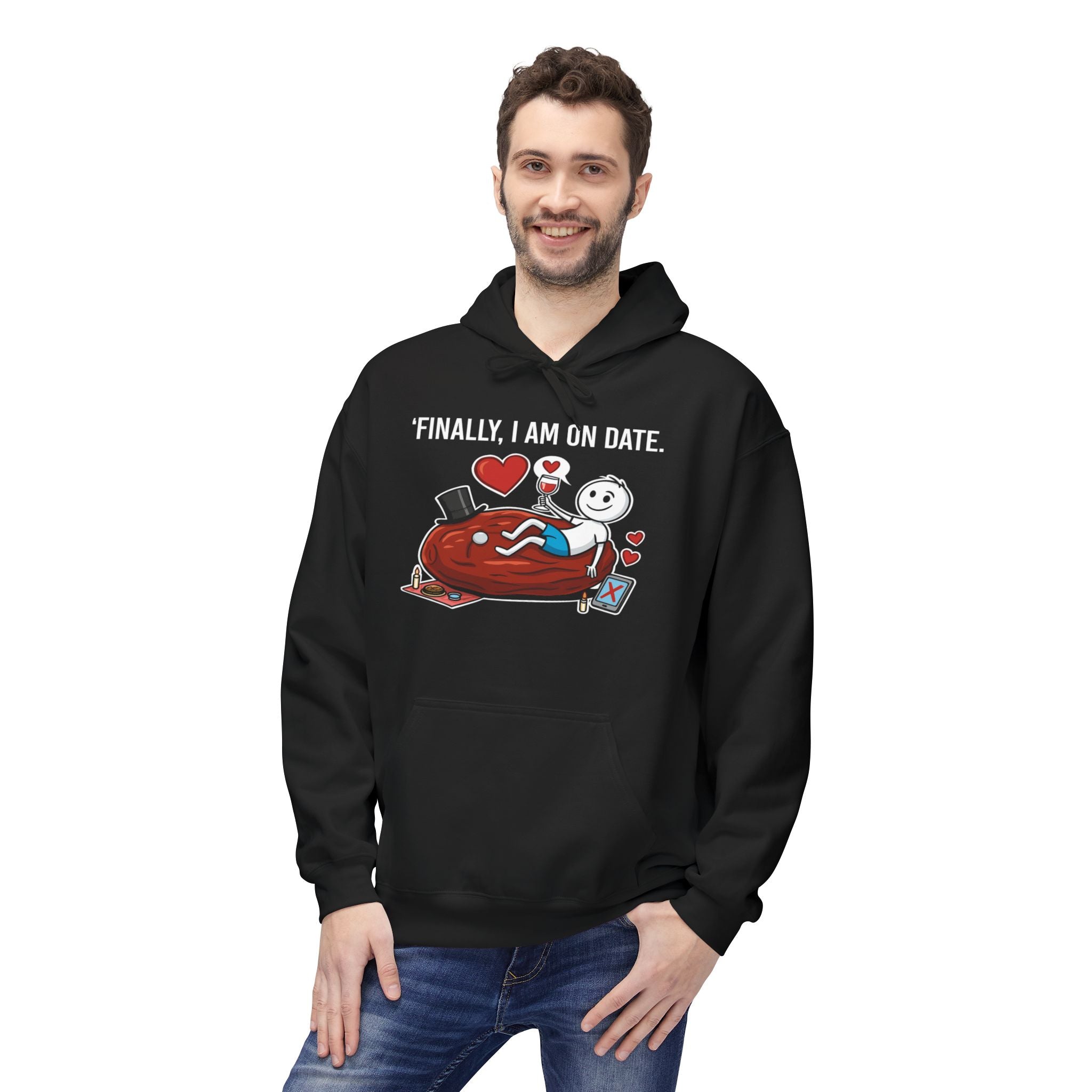 Finally On Date Man Kangaroo Pockets Hoodie