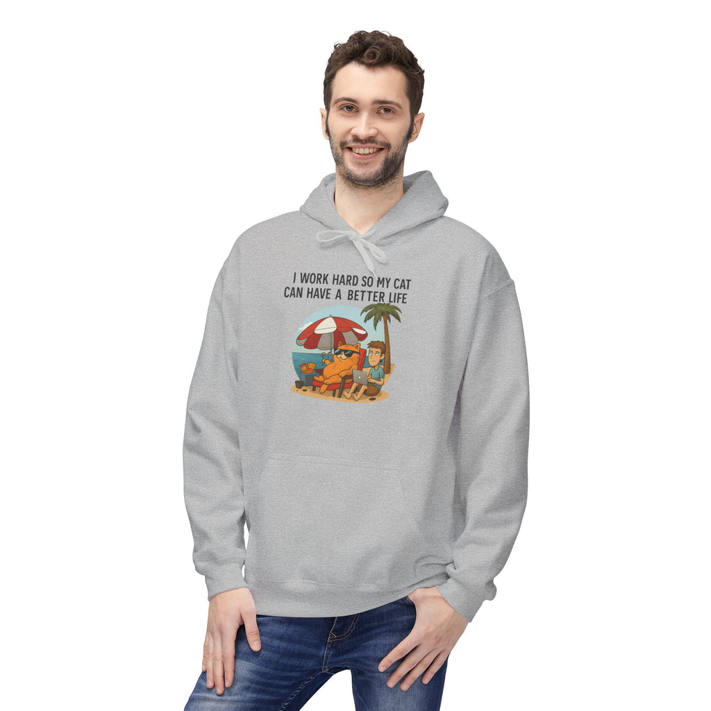Cat Better Life Unisex Kangaroo Pocket Hoodie