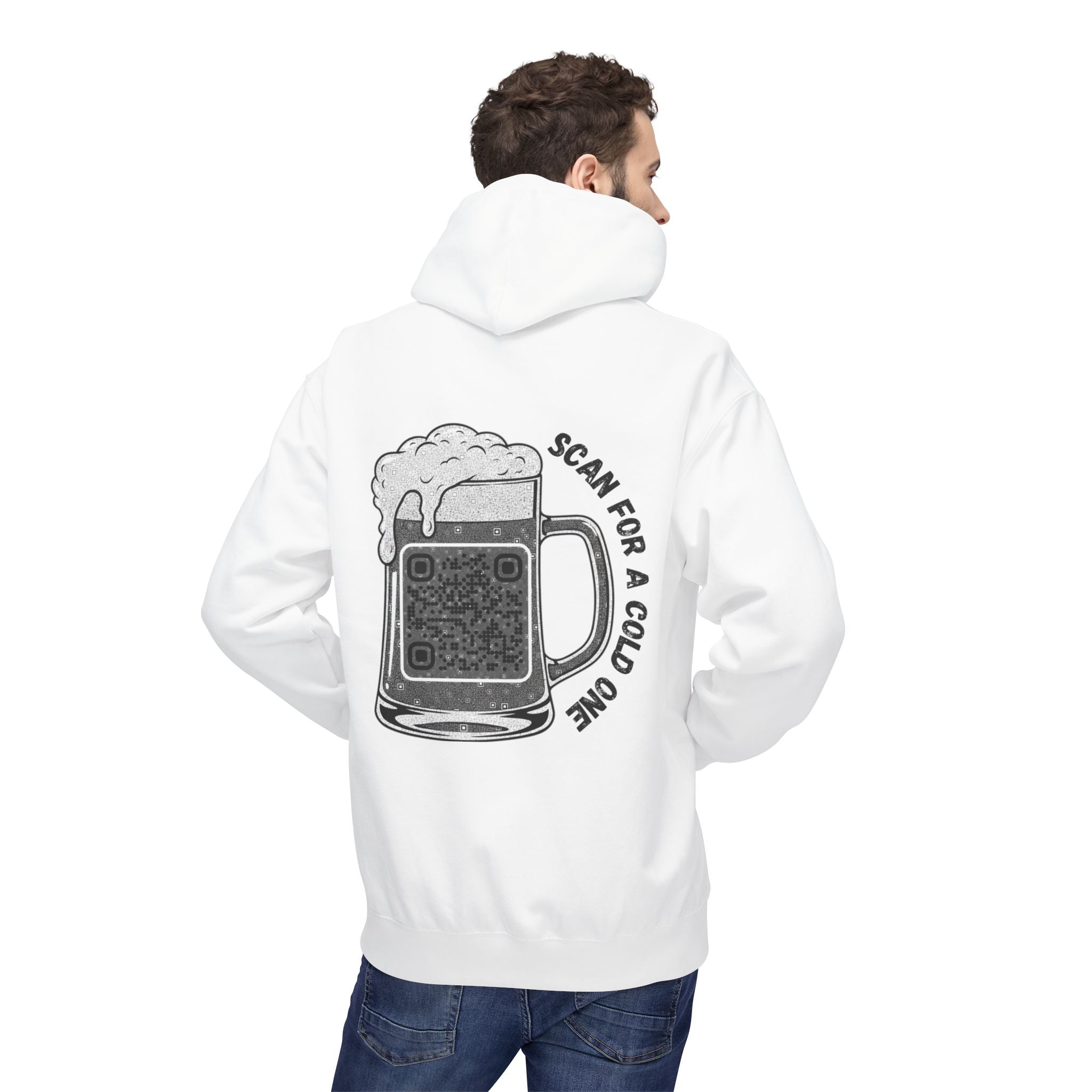 Beer Mug QR Unisex Kangaroo Pockets Hoodie