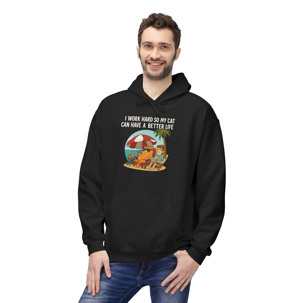 Cat Better Life Unisex Kangaroo Pocket Hoodie