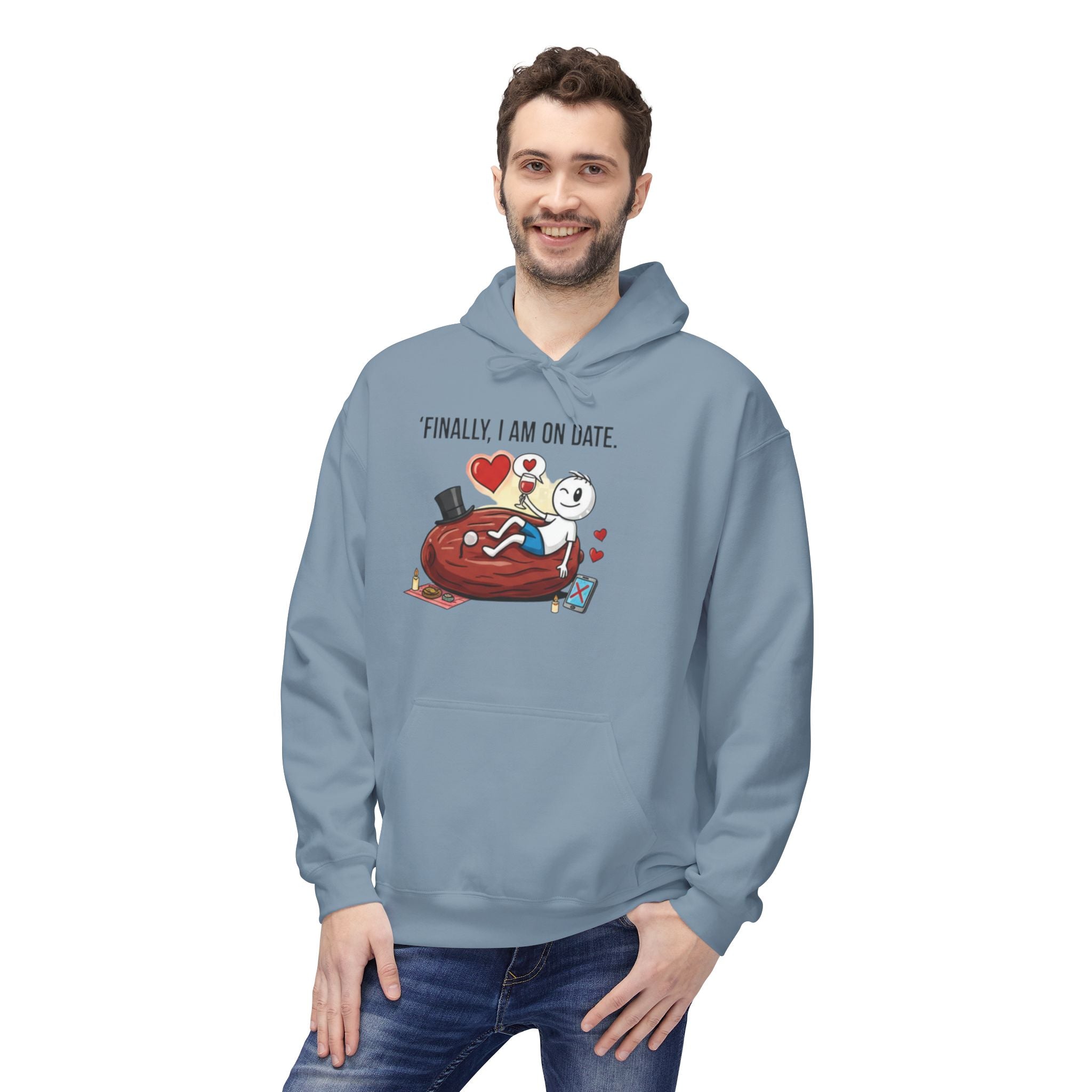 Finally On Date Man Kangaroo Pockets Hoodie