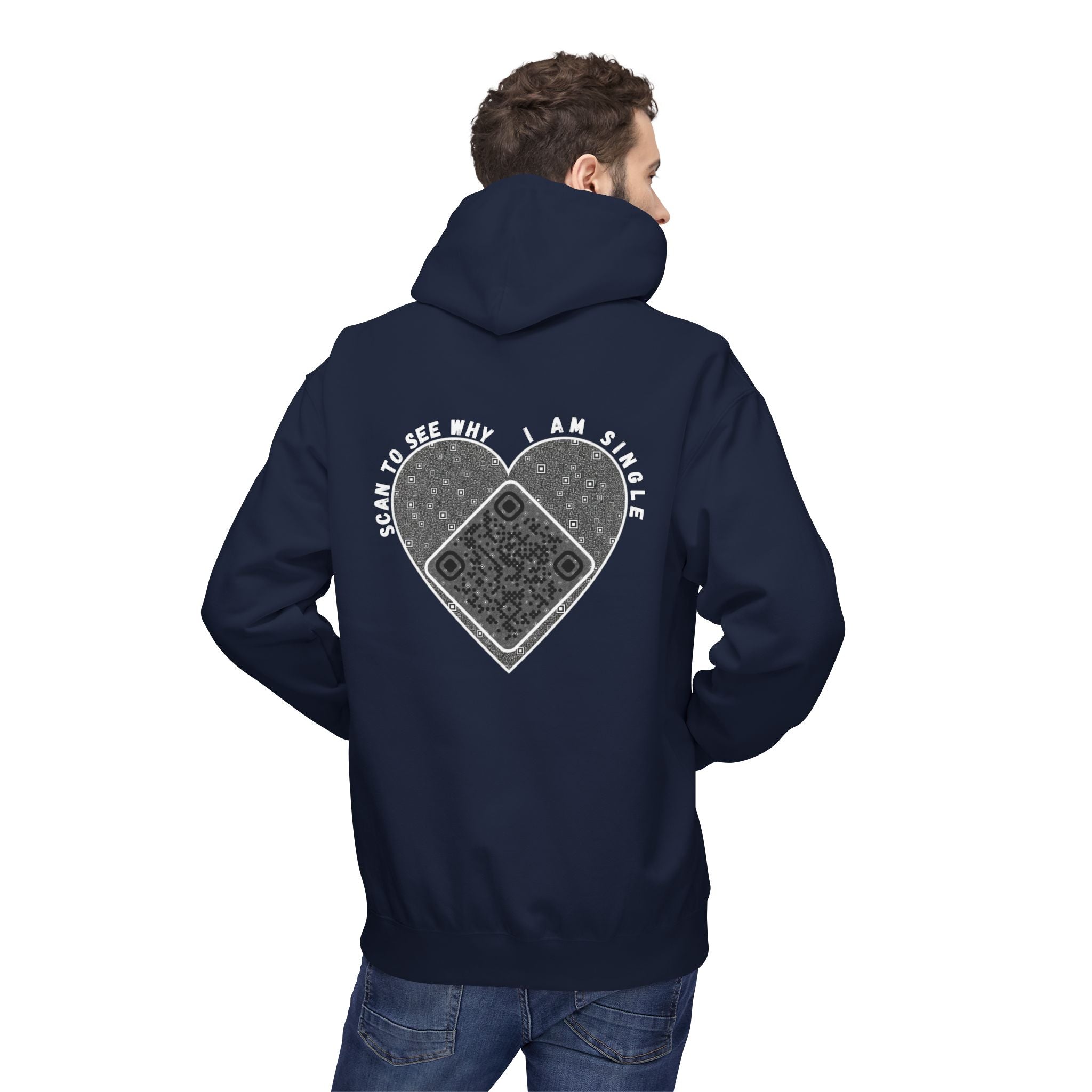 Heart QR Unisex Kangaroo Pockets Hoodie
