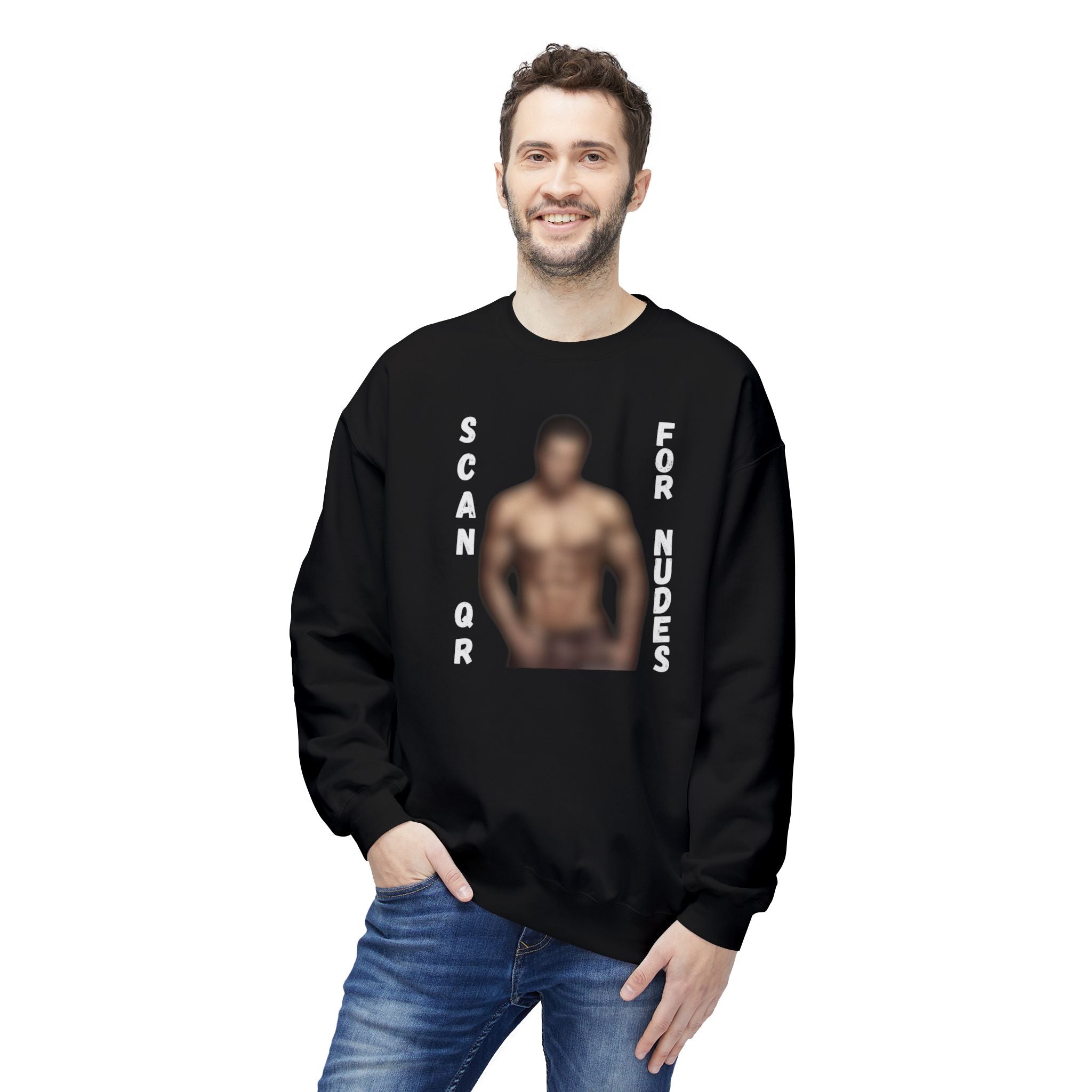 Scan For Nudes QR Man Sweatshirt