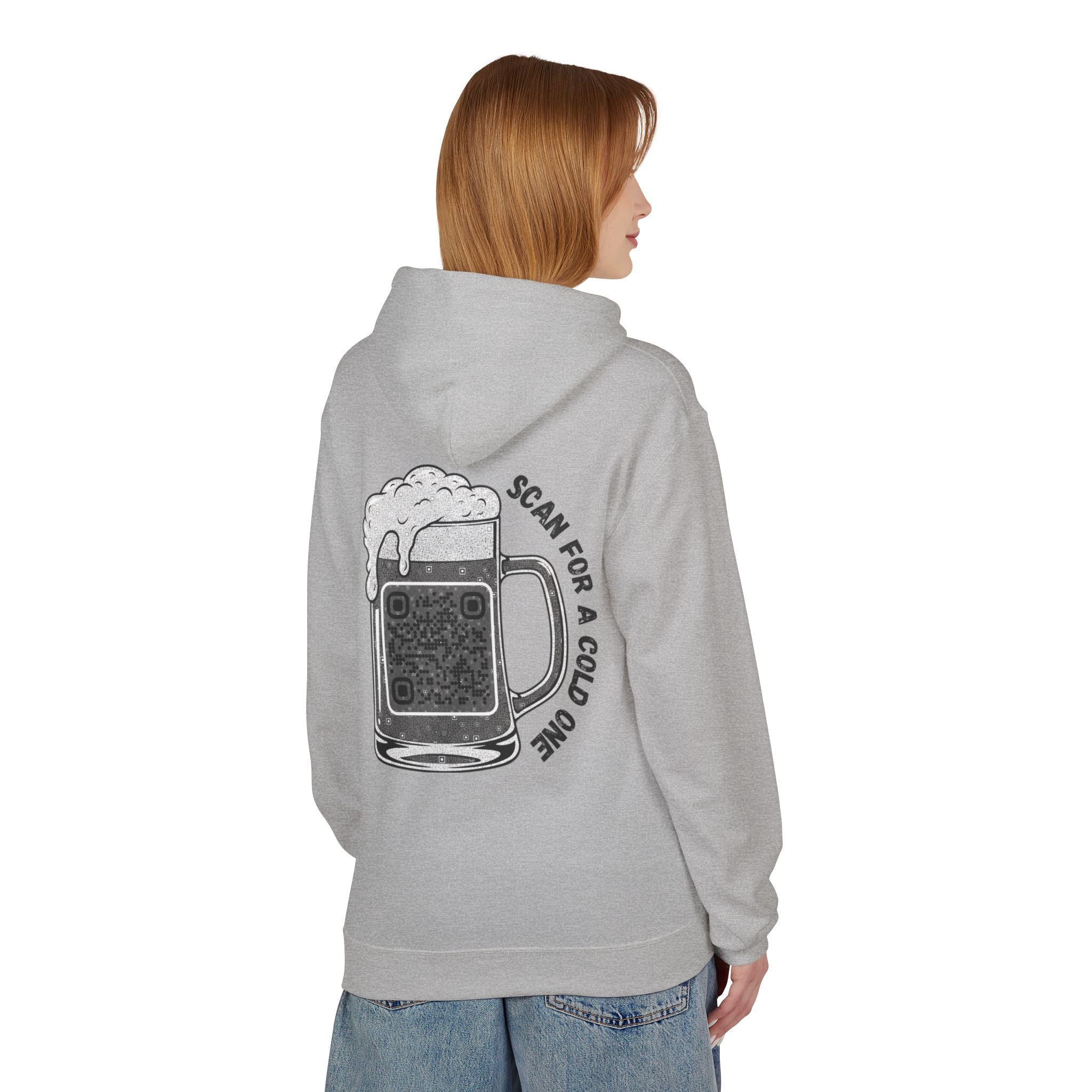 Beer Mug QR Unisex Kangaroo Pockets Hoodie