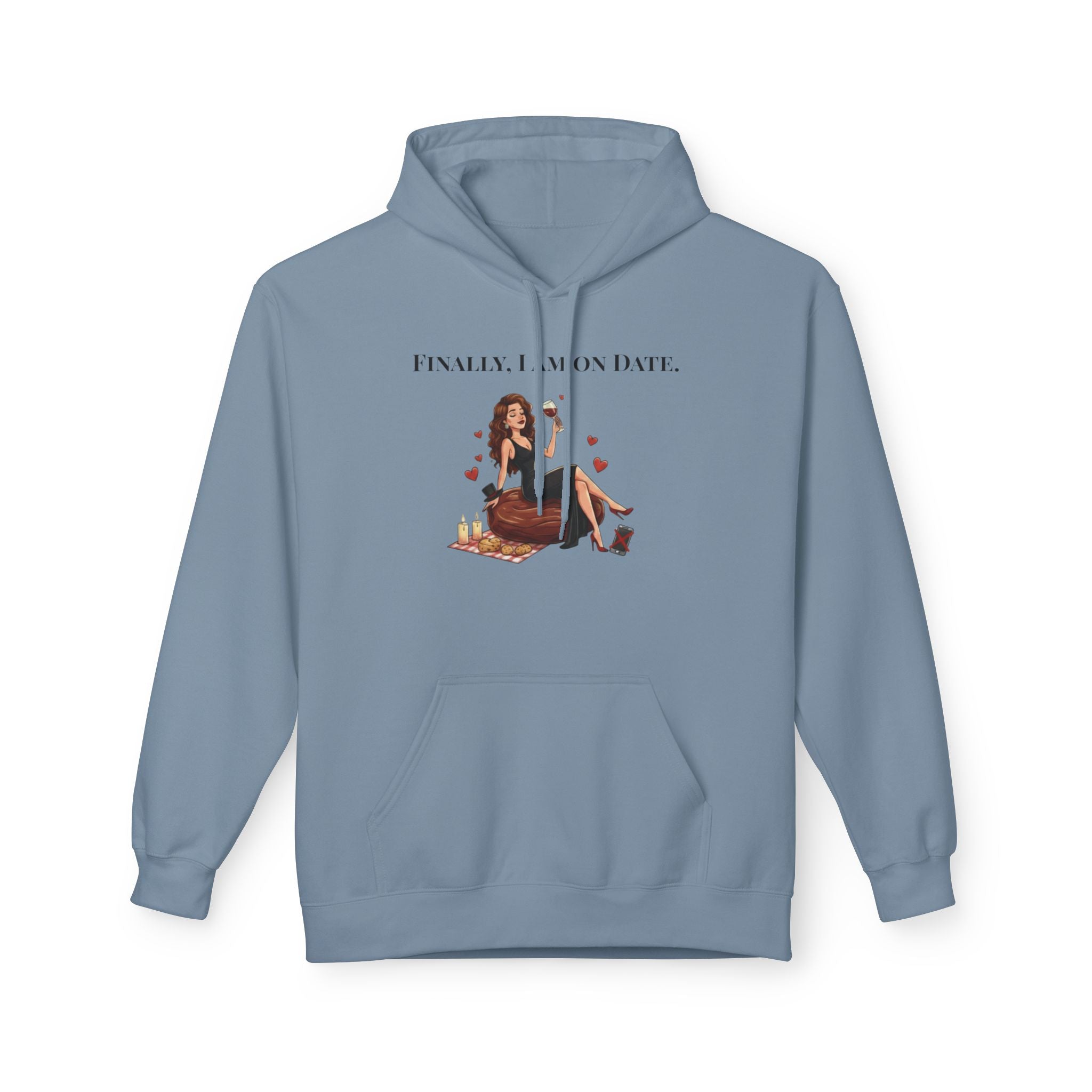 Finally On Date Woman Kangaroo Pockets Hoodie