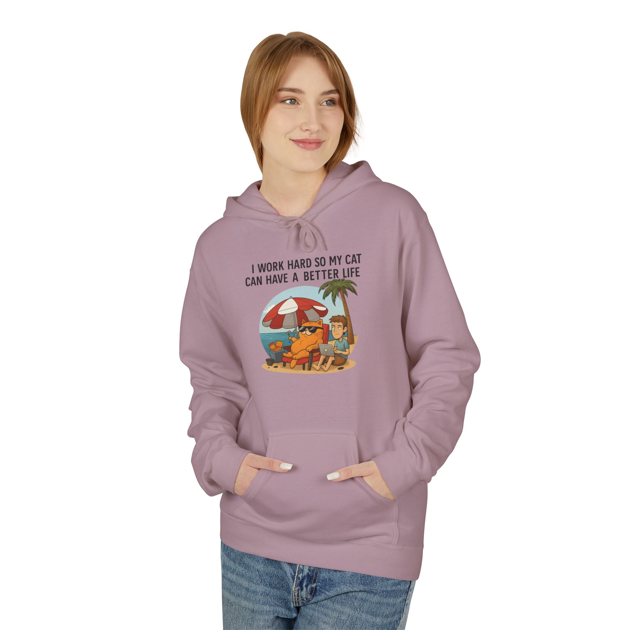Cat Better Life Unisex Kangaroo Pocket Hoodie