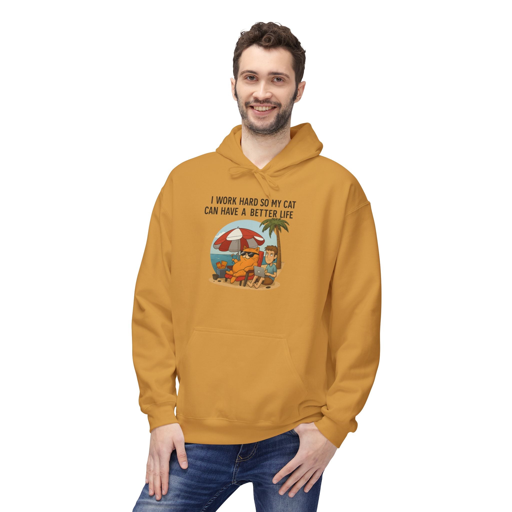 Cat Better Life Unisex Kangaroo Pocket Hoodie