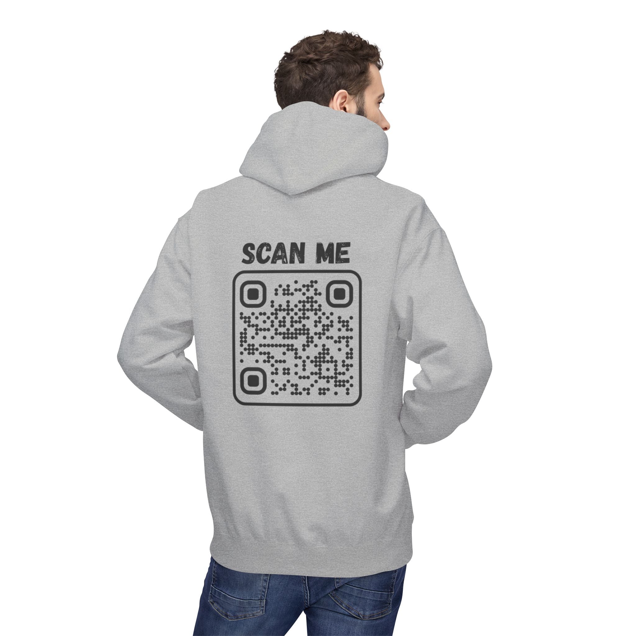 Scan For Nudes QR Man Kangaroo Pockets Hoodie