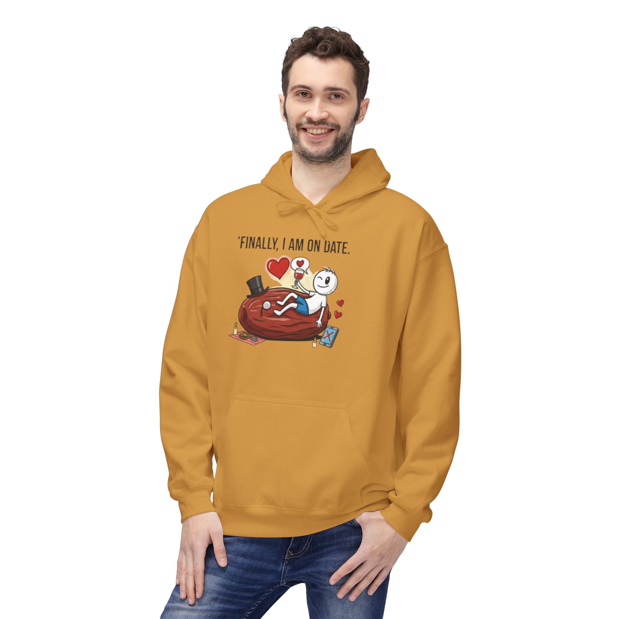 Finally On Date Man Kangaroo Pockets Hoodie