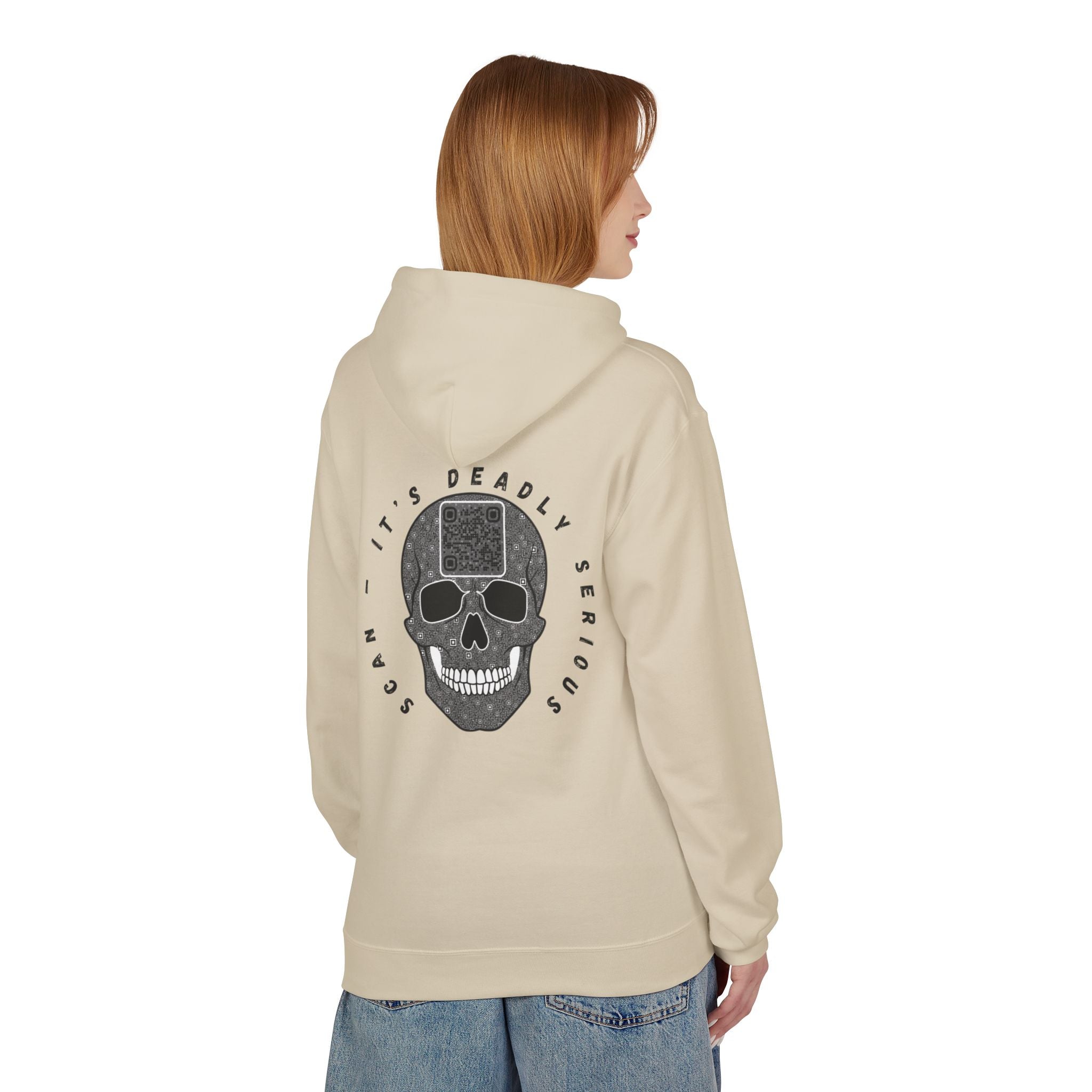 Skull QR Unisex Kangaroo Pockets Hoodie